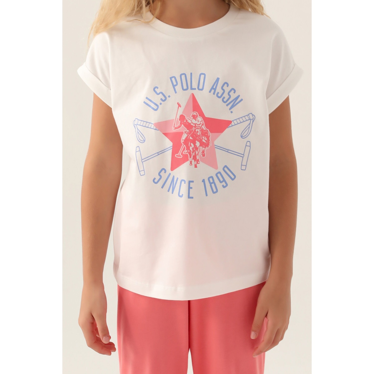 U.S. Polo Assn.  Lisanslı Starry Krem Kız Çocuk Pijama Takımı