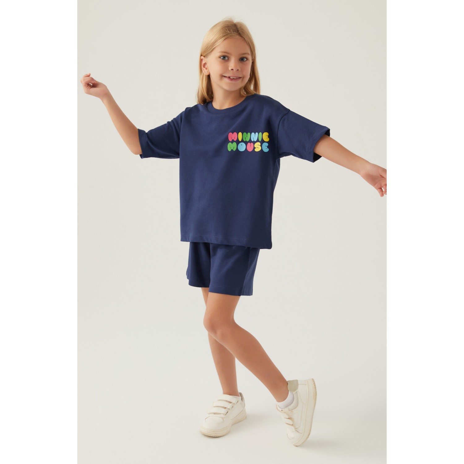 Minnie Mouse Colourful Koyu Indigo Kız Çocuk Şort Takım