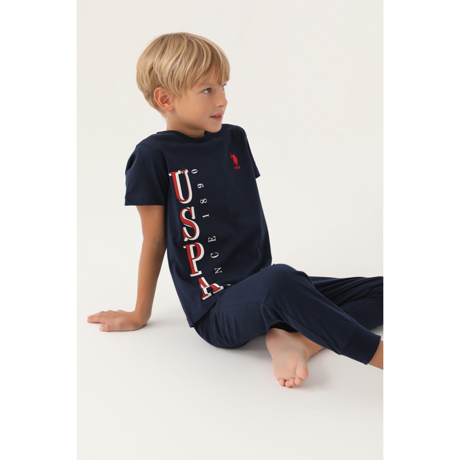 U.S. Polo Assn.  Lisanslı Graphic Lacivert Erkek Çocuk Pijama Takımı