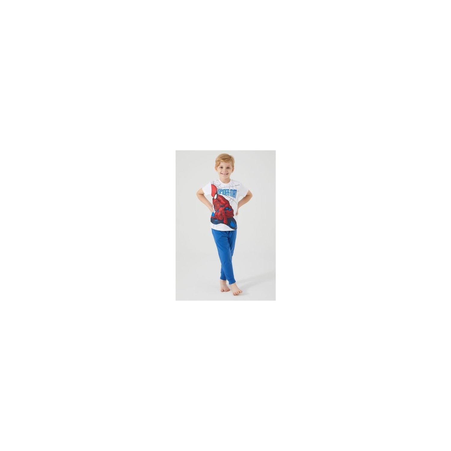 Marvel Spider-Man The Flying Hero Beyaz Erkek Çocuk Kısa Kol Pijama Takım