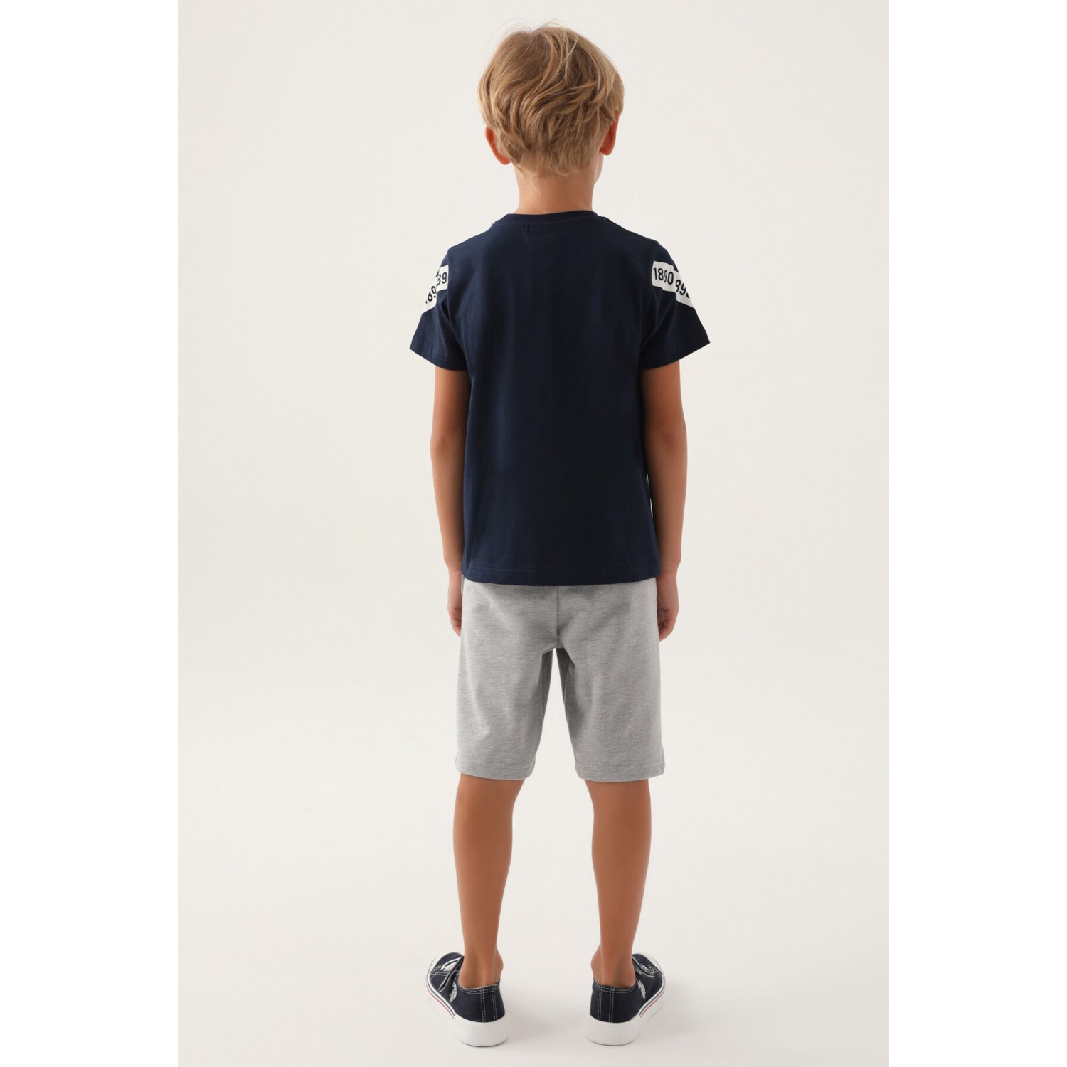 U.S. Polo Assn. Lisanslı Three Colors Lacivert Erkek Çocuk Bermuda Takım