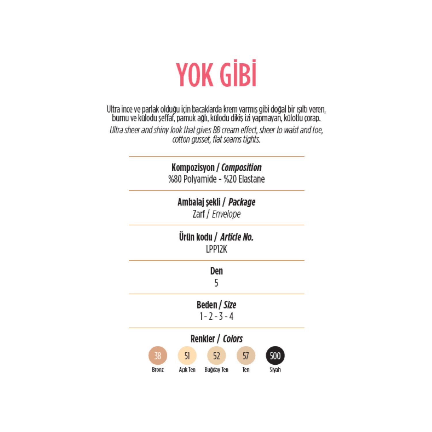 Penti Yok Gibi Parlak 5 Den Kadın Külotlu Çorap Açık Ten