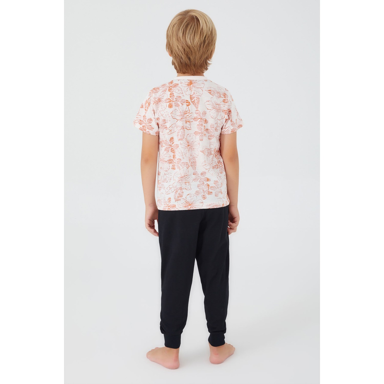 U.S. Polo Assn.  Flowered Beyaz Erkek Çocuk Kısa Kol Pijama Takım