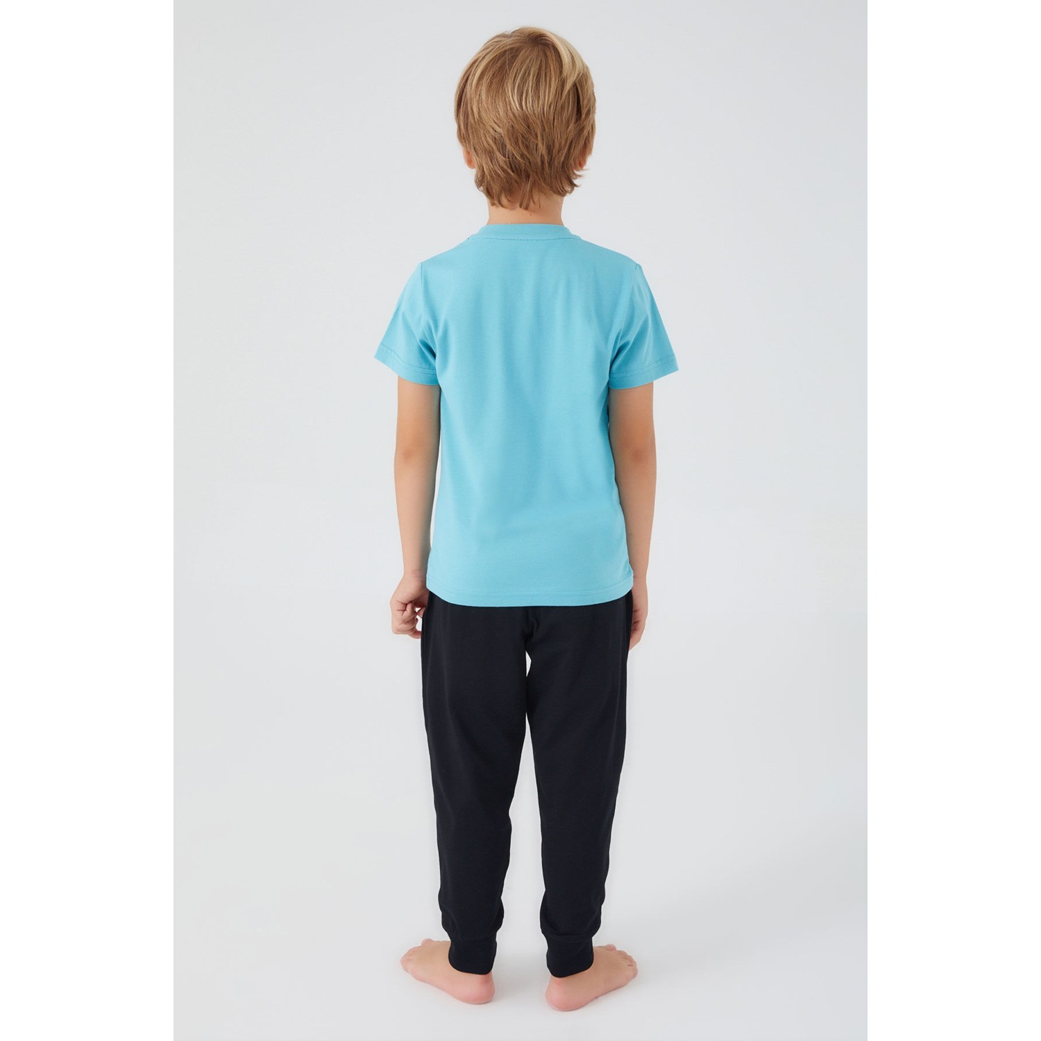 U.S. Polo Assn.  Tiny Stamp Beyaz Erkek Çocuk Kısa Kol Pijama Takım