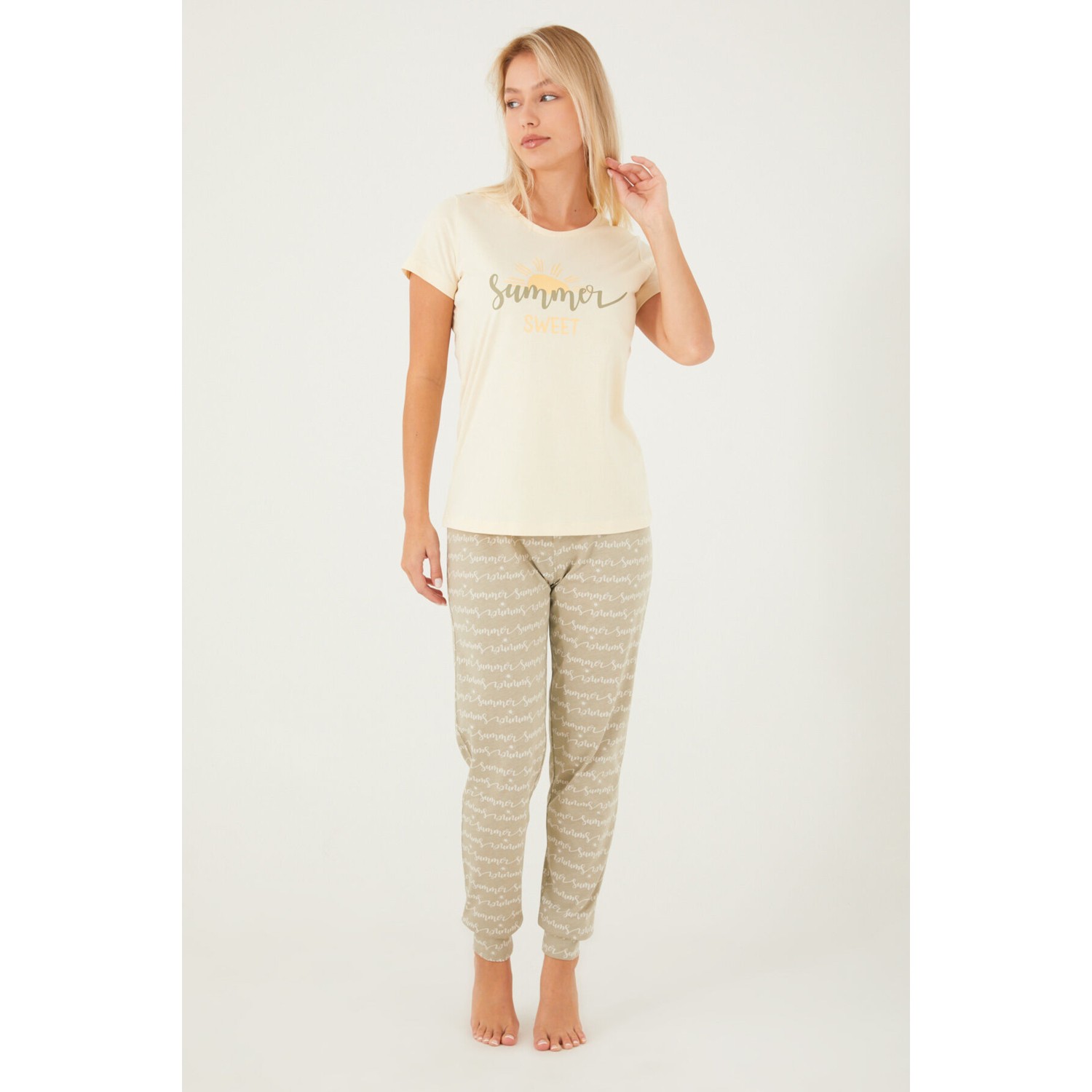 Arnetta Summer Sweet Krem Kadın Kısa Kol Pijama Takım