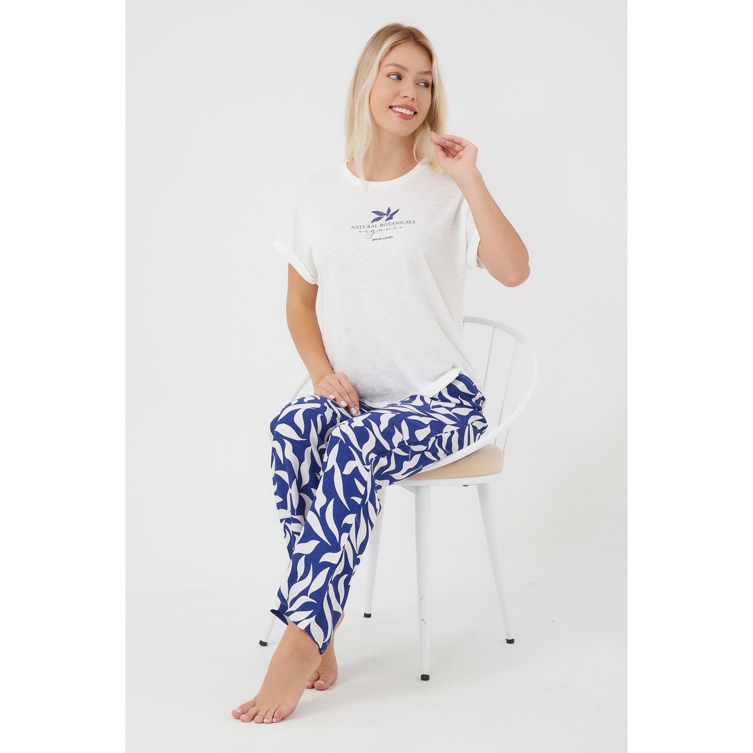 Pierre Cardin Natural Botanicals Beyaz Kadın Kısa Kol Pijama Takım