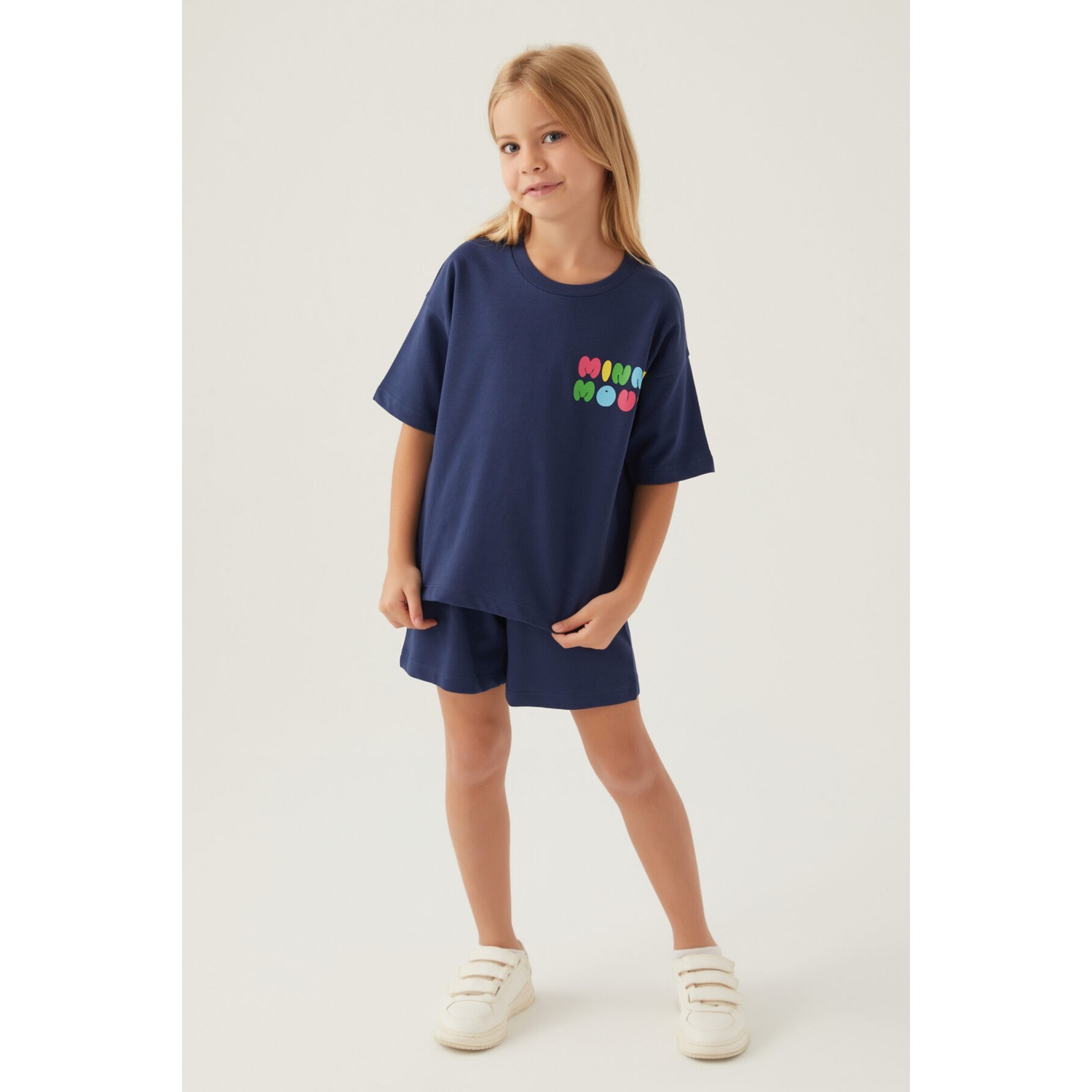 Minnie Mouse Colourful Koyu Indigo Kız Çocuk Şort Takım