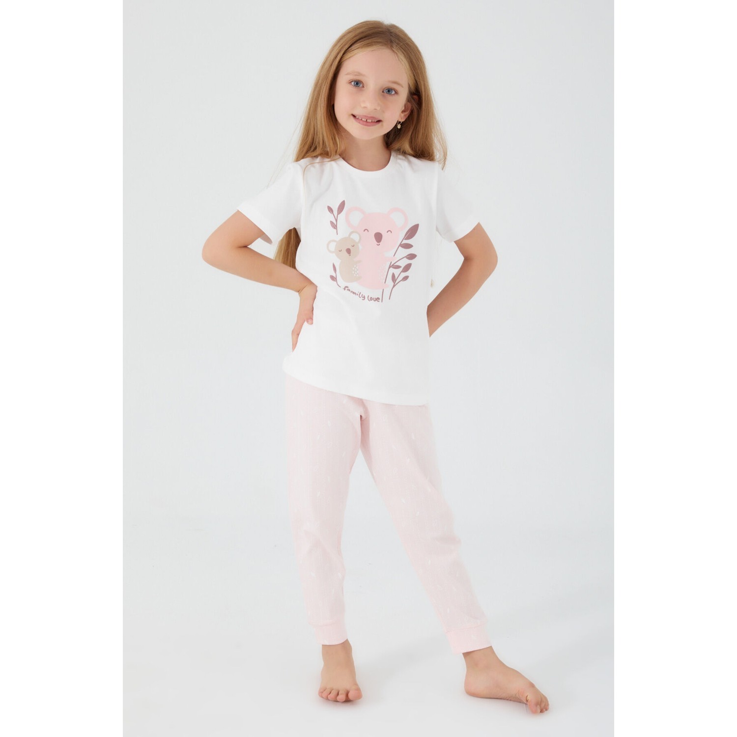 Rolypoly Kız Çocuk Beyaz Pijama Takımı