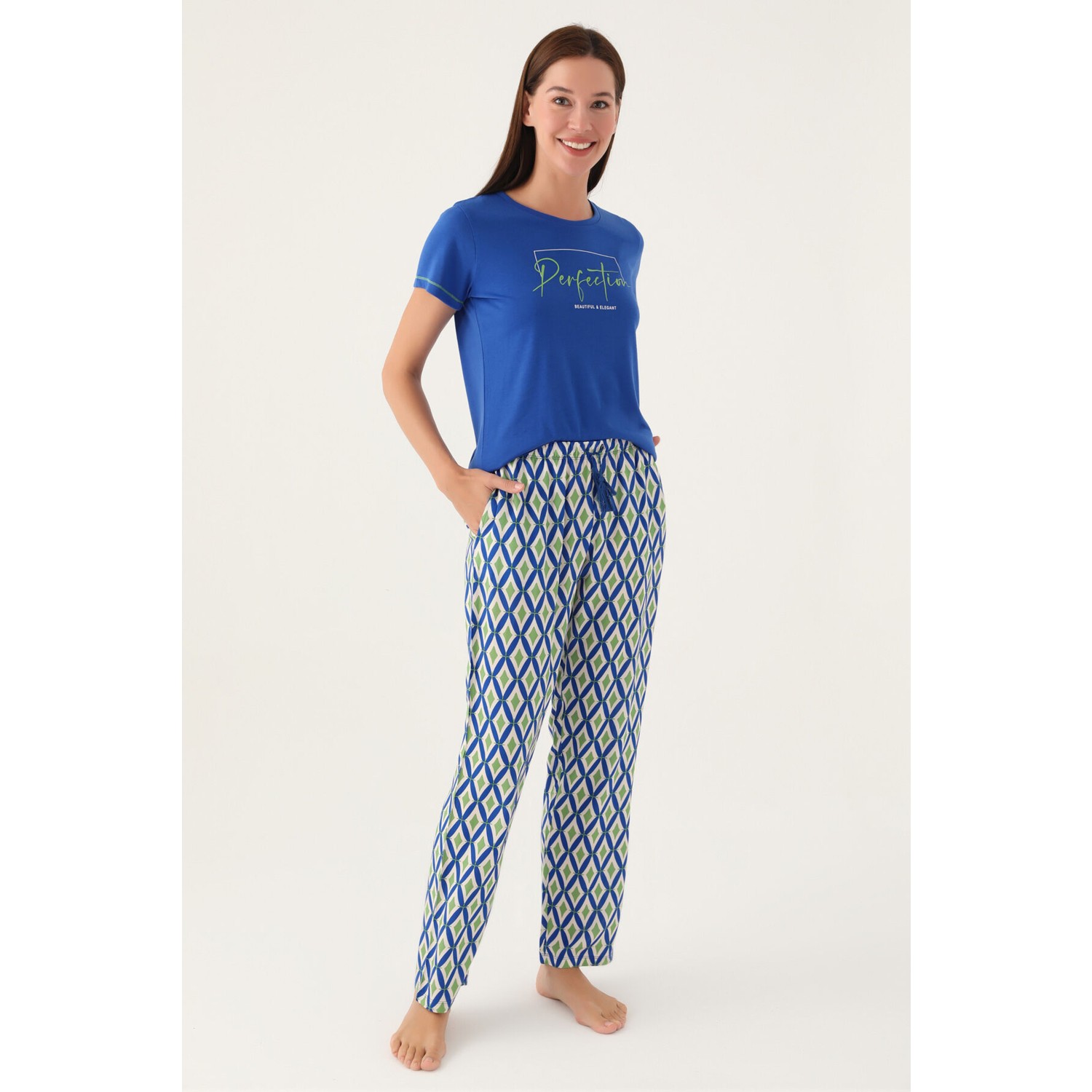 Arnetta Perfection Mavi Kadın Kısa Kol Pijama Takımı