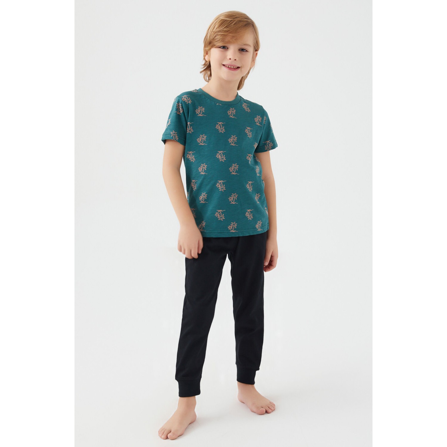 Arnetta Parrot Yeşil Erkek Kısa Kol Pijama Takım
