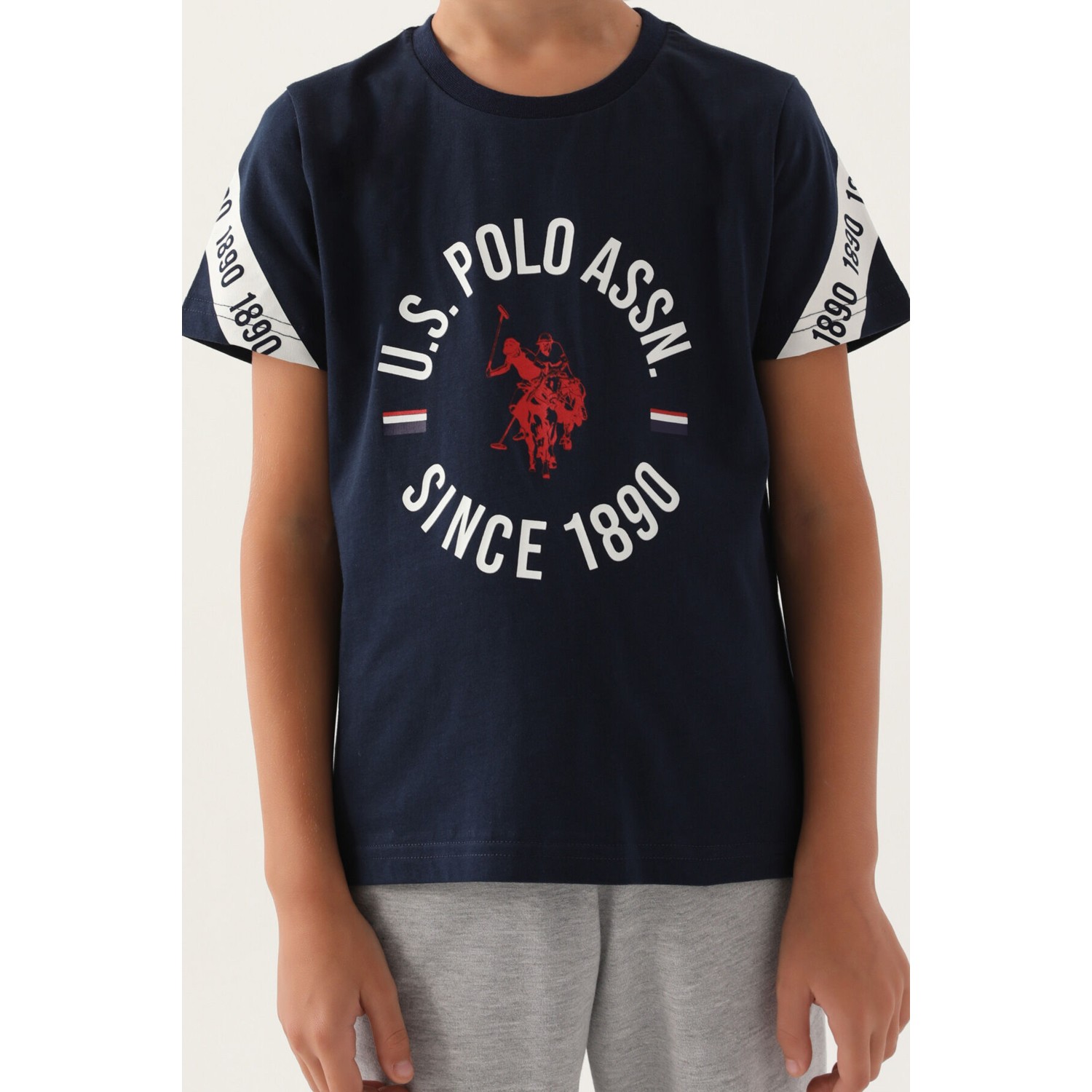 U.S. Polo Assn. Lisanslı Three Colors Lacivert Erkek Çocuk Bermuda Takım