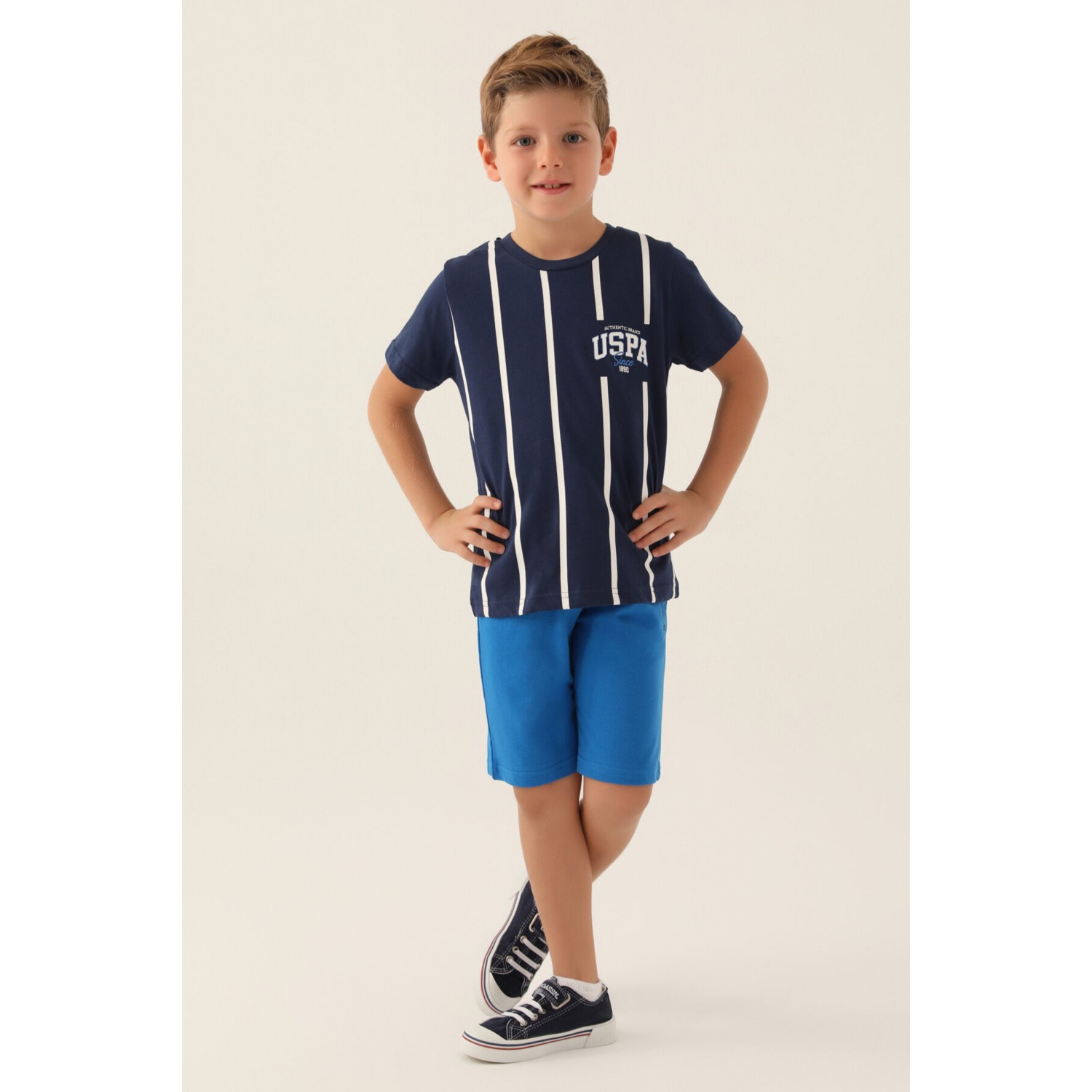 U.S. Polo Assn. Lisanslı Since Koyu Indigo Erkek Çocuk Bermuda Takım
