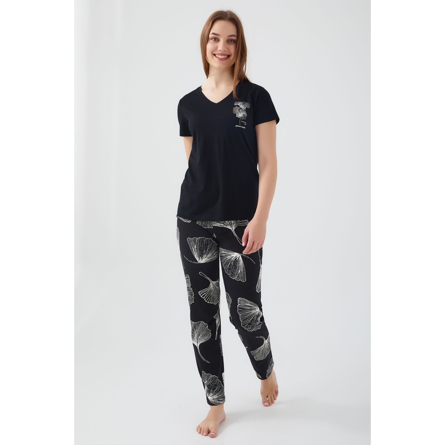 Pierre Cardin Wanderful Siyah Kadın Kısa Kol Pijama Takım