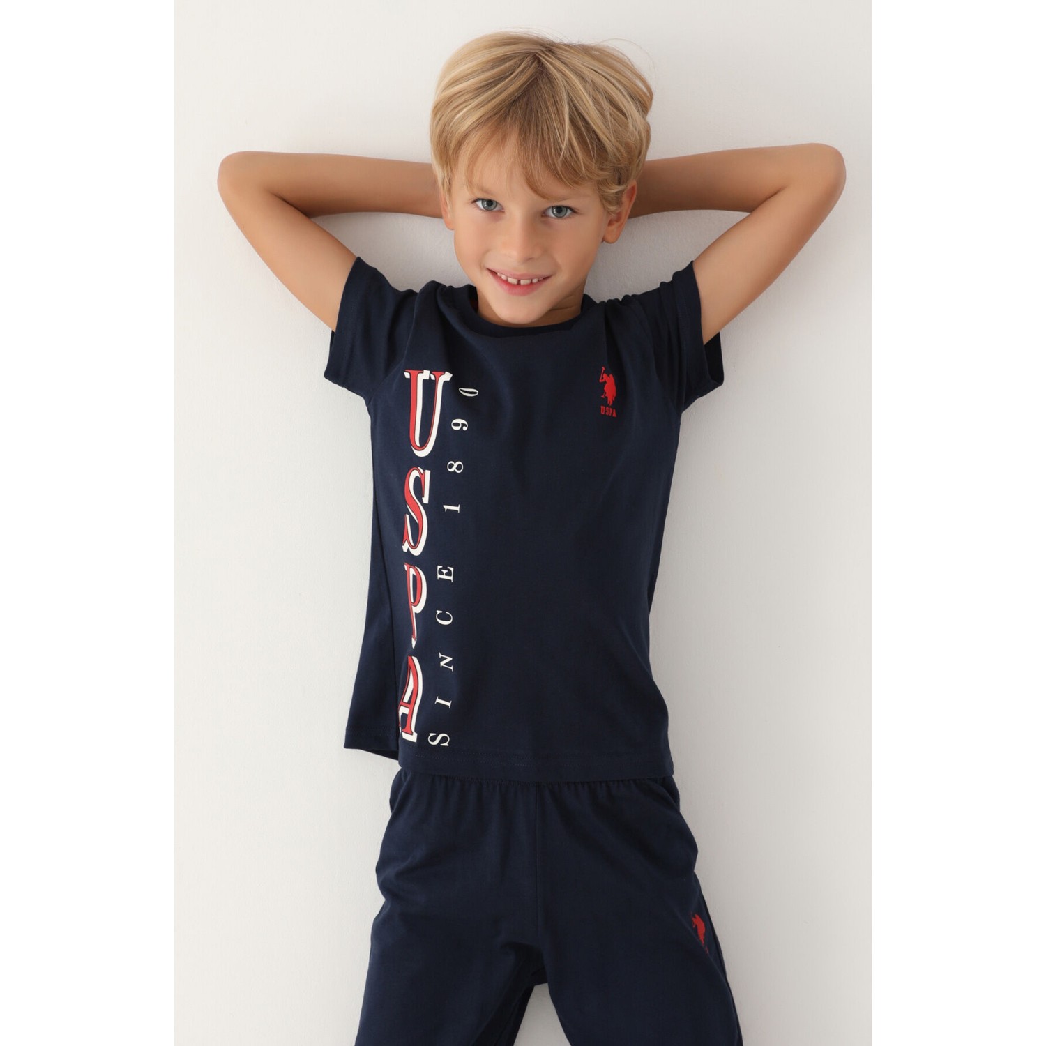 U.S. Polo Assn.  Lisanslı Graphic Lacivert Erkek Çocuk Pijama Takımı