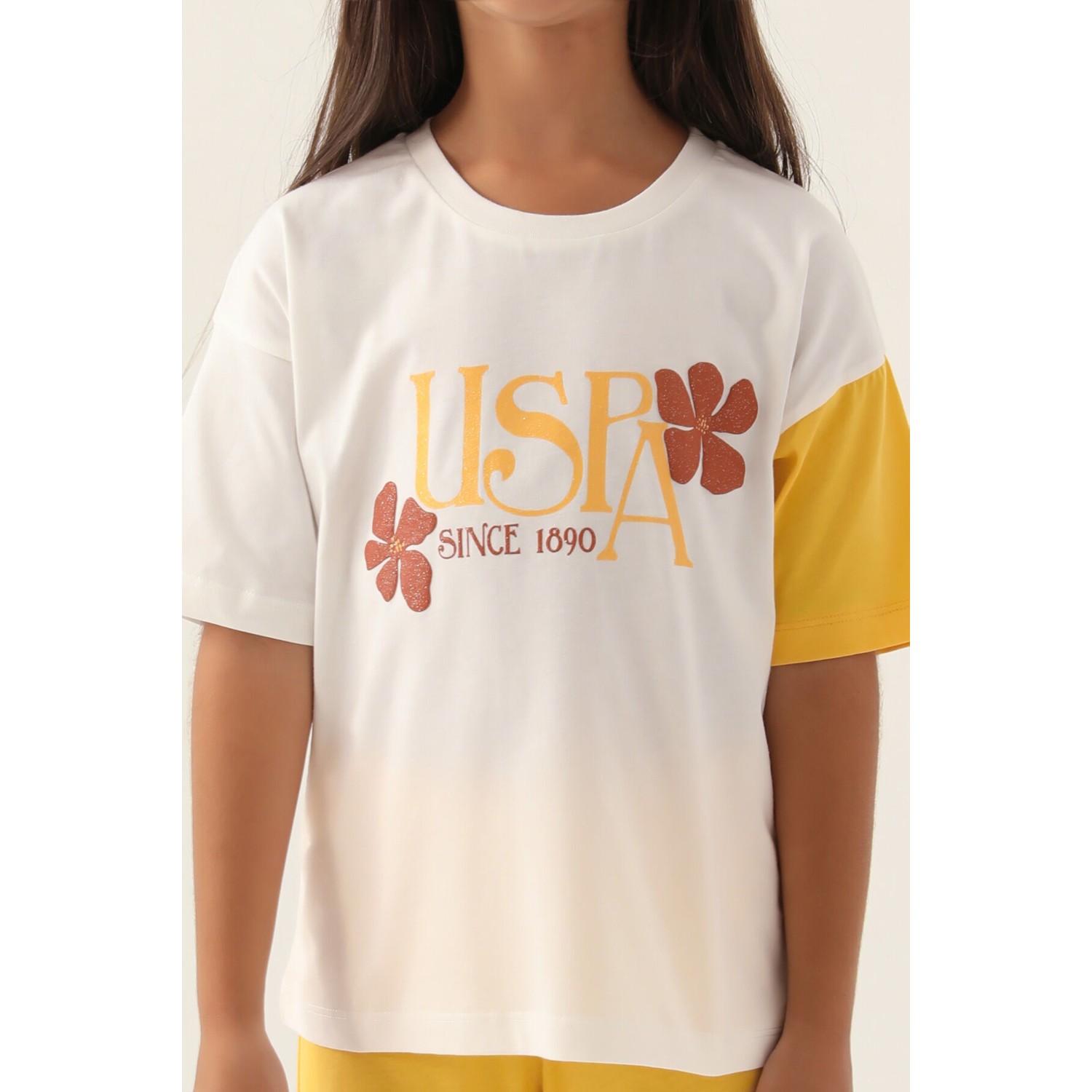 U.S. Polo Assn.  Lisanslı Rose Krem Kız Çocuk Pijama Takımı
