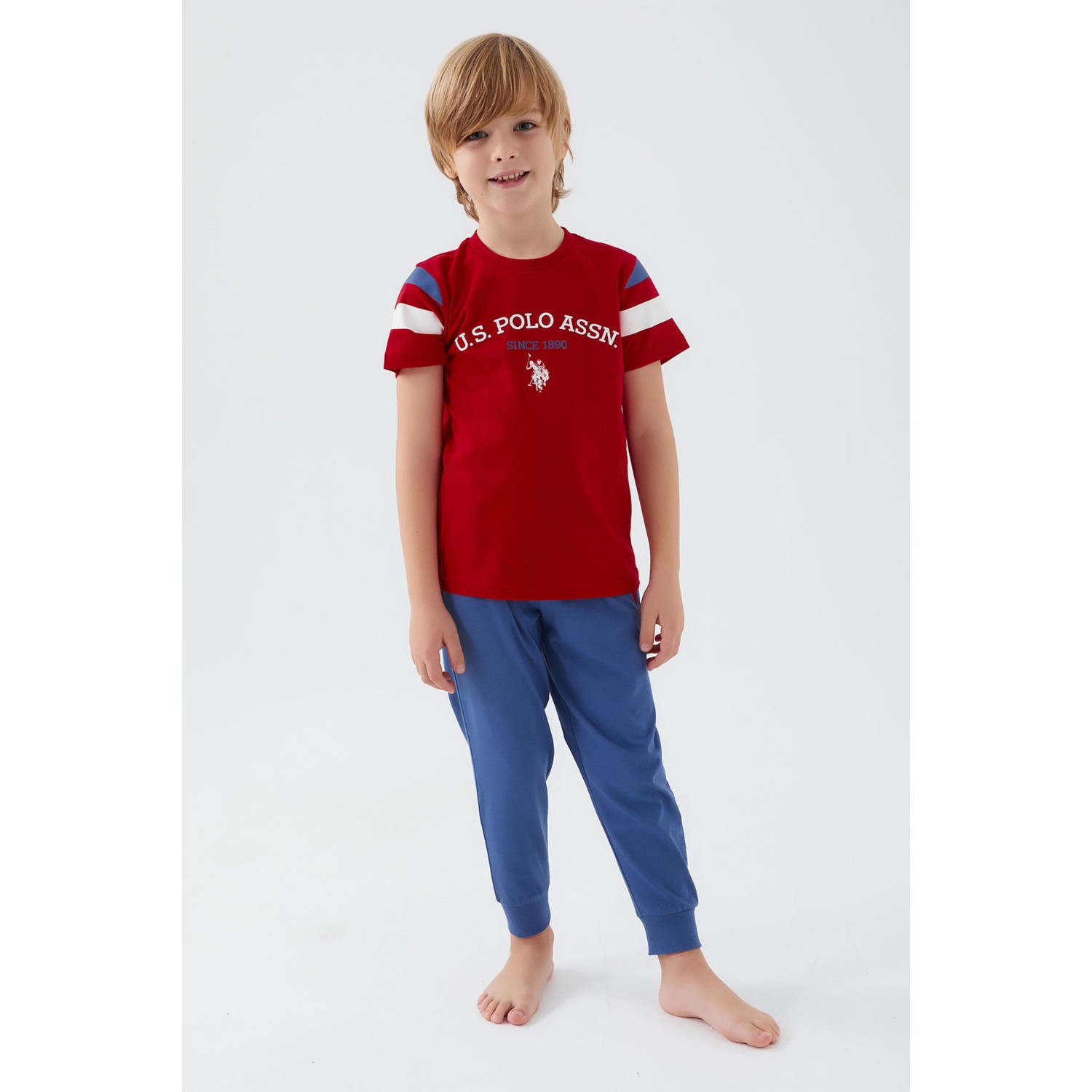 U.S. Polo Assn. Intense Krem Erkek Çocuk Kısa Kol Pijama Takım