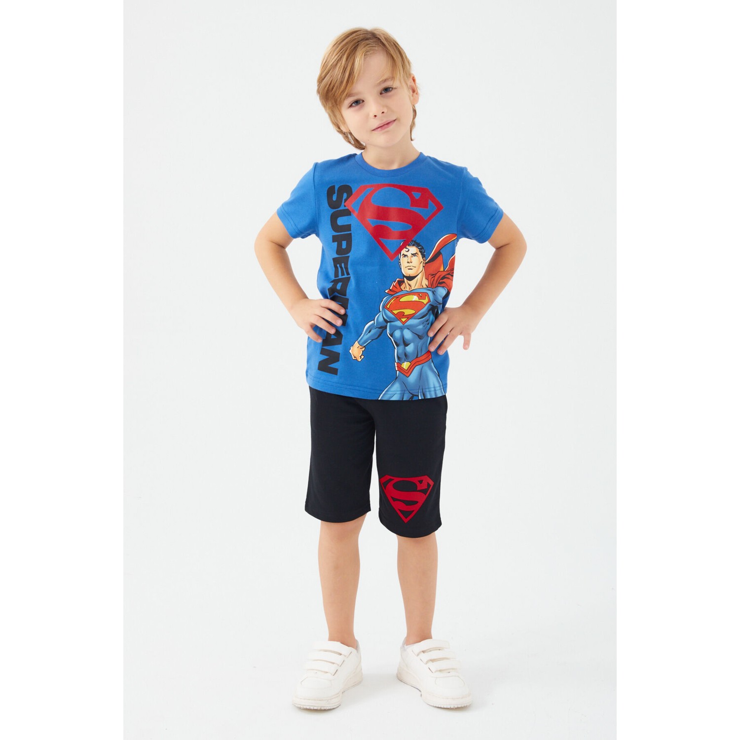 Superman Heros Mavi Erkek Çocuk Bermuda Takım