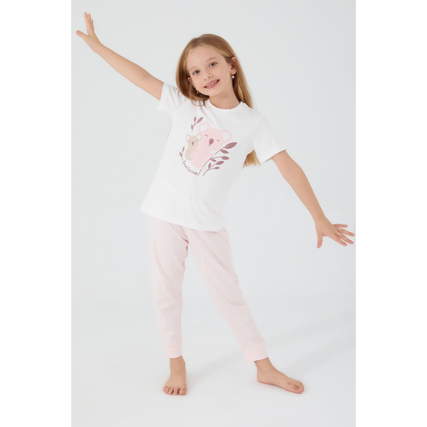 Rolypoly Kız Çocuk Beyaz Pijama Takımı