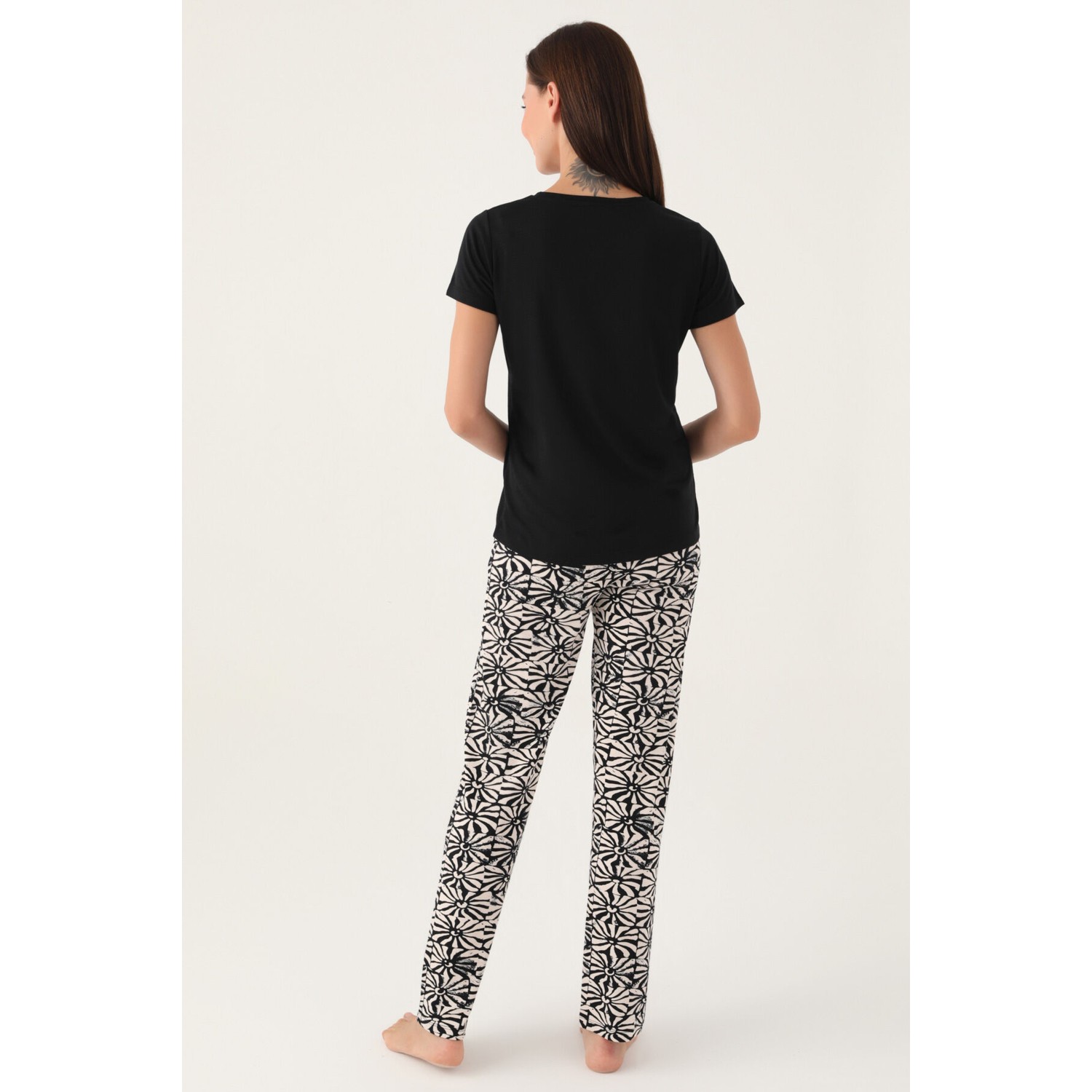 Pierre Cardin Buttoned Siyah Kadın Kısa Kol Pijama Takımı