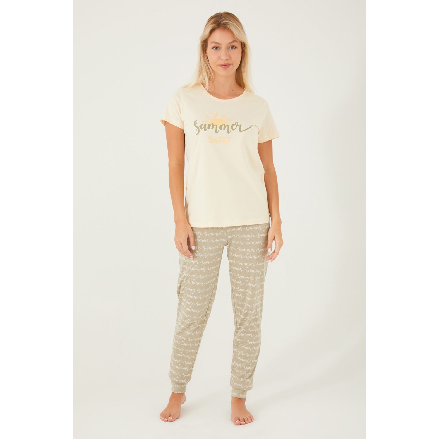 Arnetta Summer Sweet Krem Kadın Kısa Kol Pijama Takım