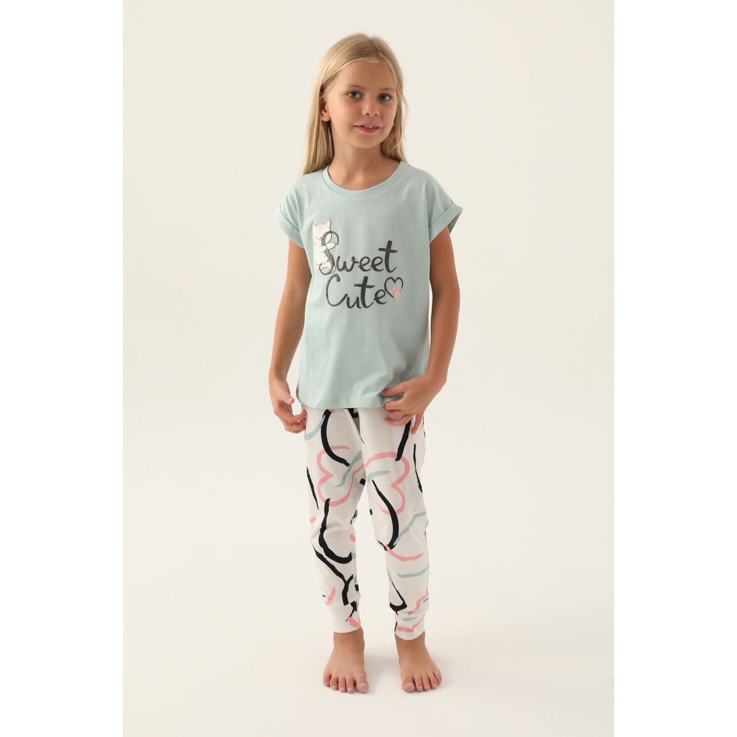 Rolypoly Kız Çocuk Mavi Pijama Takımı