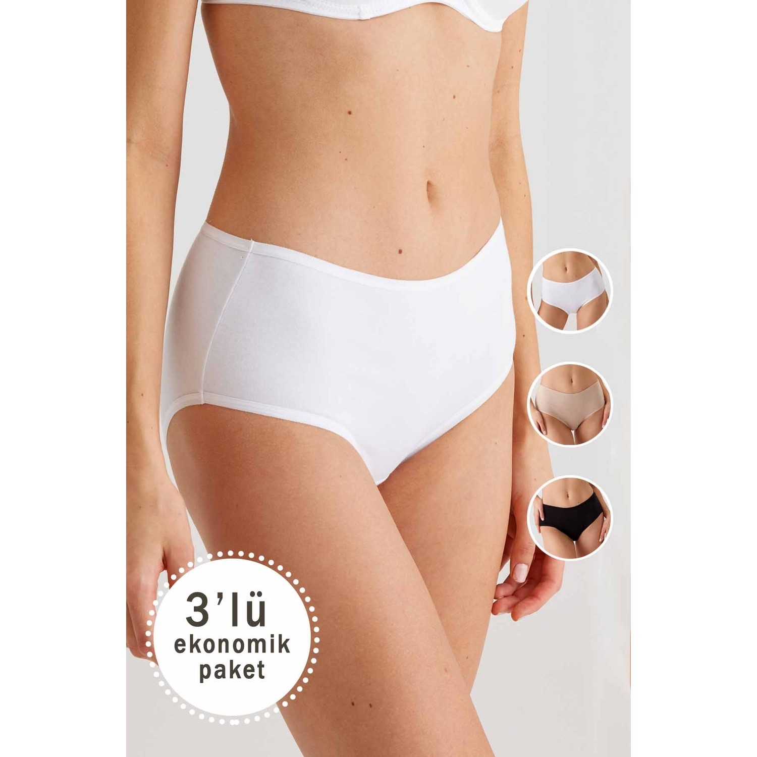 Pierre Cardin 2033 Kadın Maxi Cut 3Lü Paket Külot