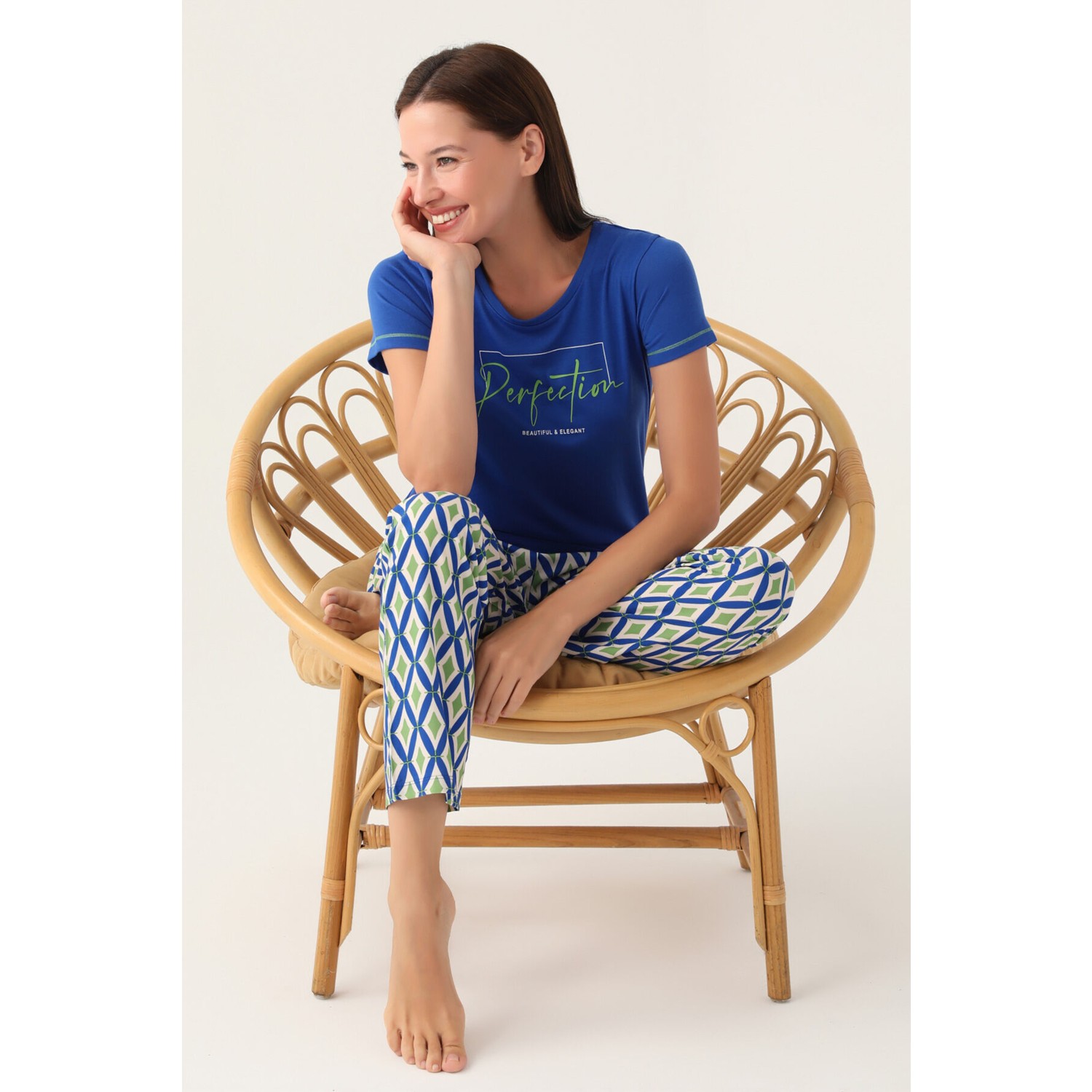 Arnetta Perfection Mavi Kadın Kısa Kol Pijama Takımı