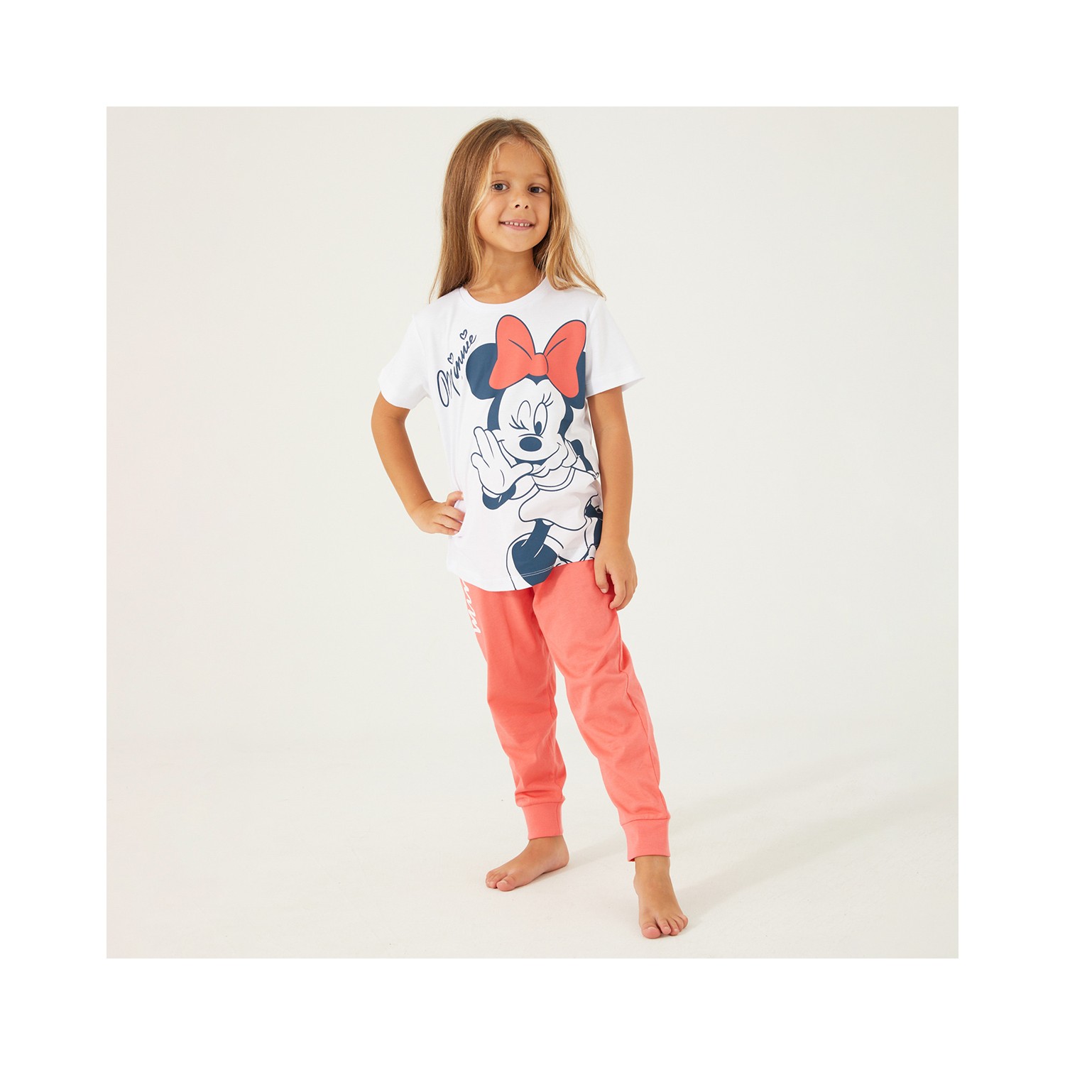 Minnie Mouse D4781-3 Kız Çocuk Pijama Beyaz