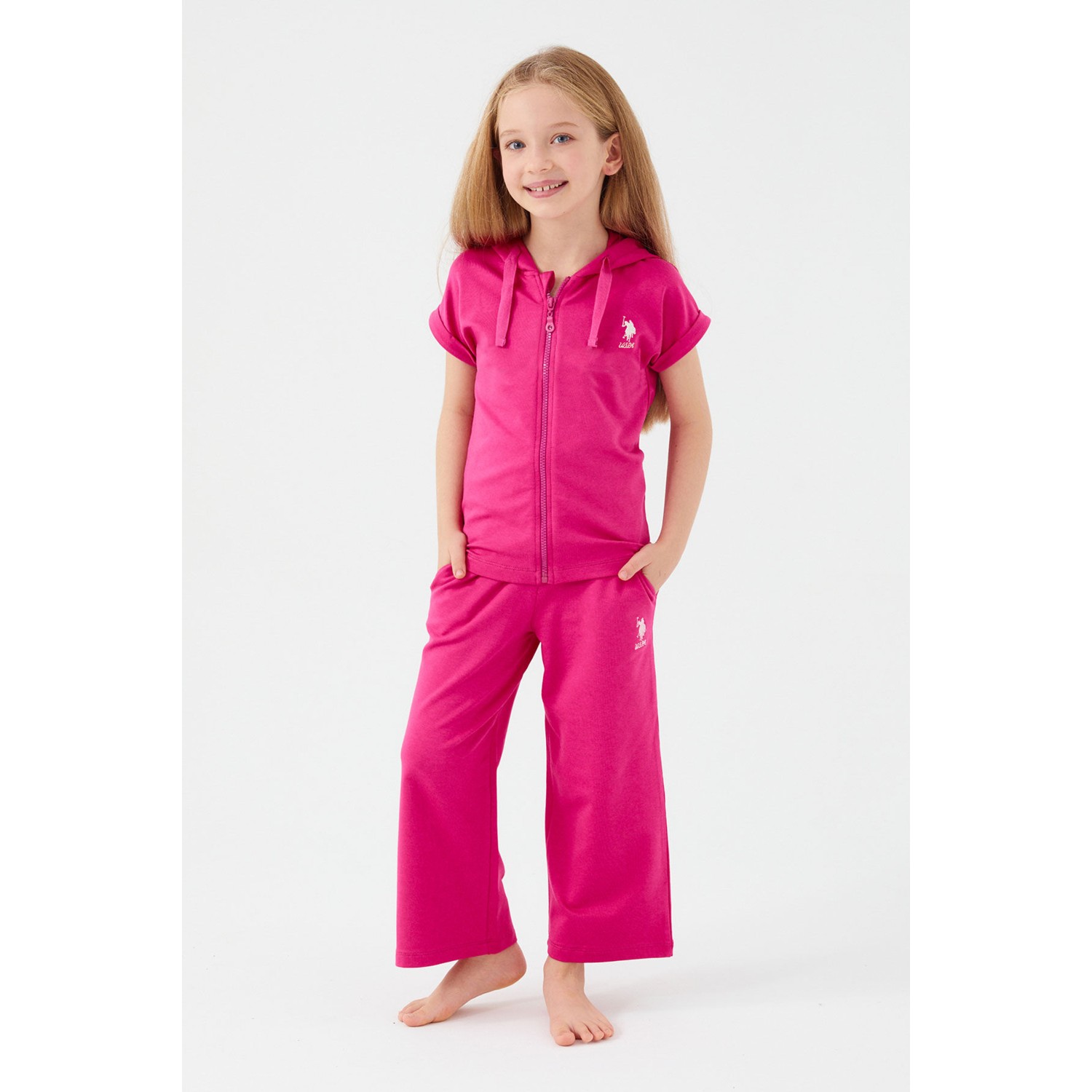 U.S. Polo Assn.  Zipper Thread Fuşya Kız Çocuk Kısa Kol Pijama Takım