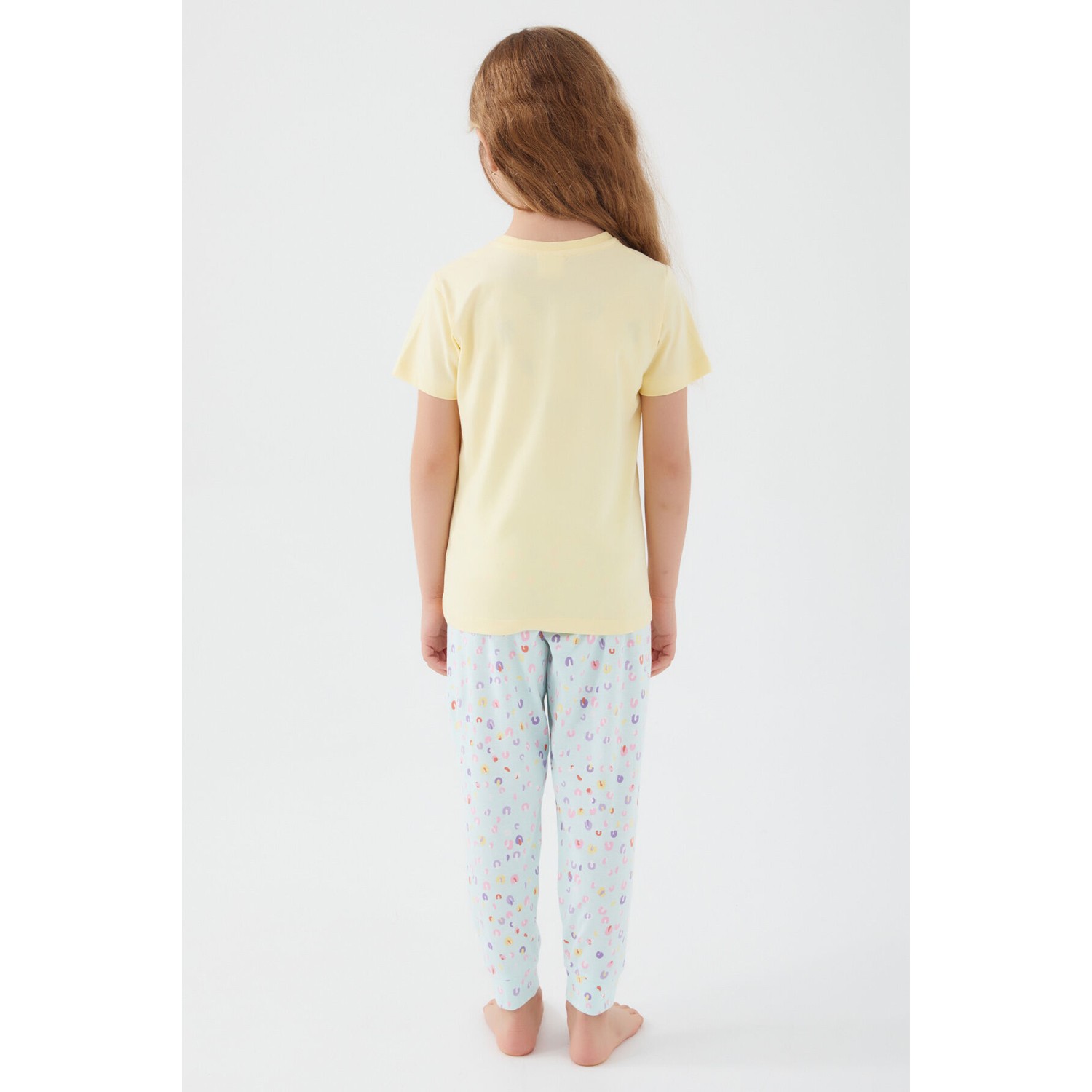RolyPoly Donut Pattern Açık Sarı Kız Çocuk Kısa Kol Pijama Takım