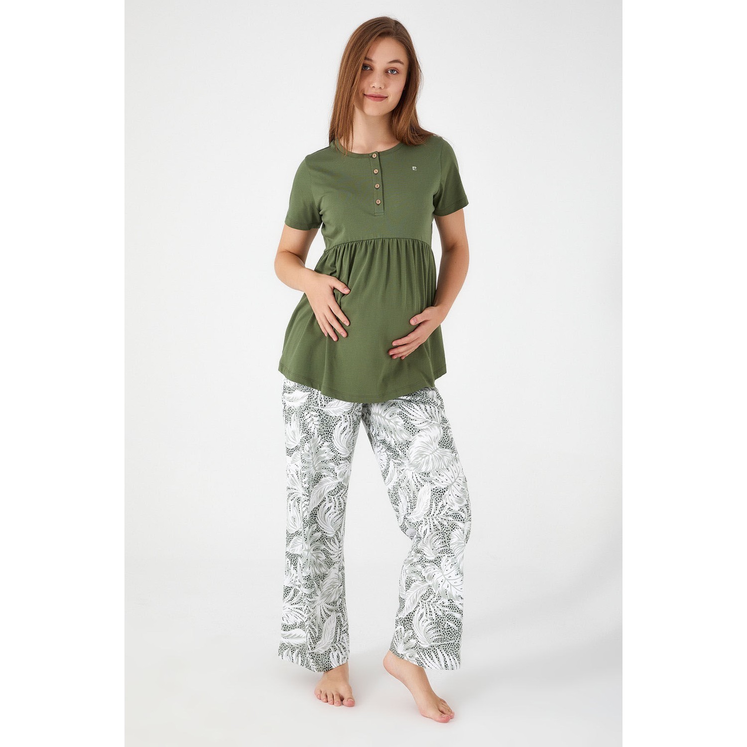 Pierre Cardin Ruffle Skirt Yeşil Kadın Lohusa Pijama Takım