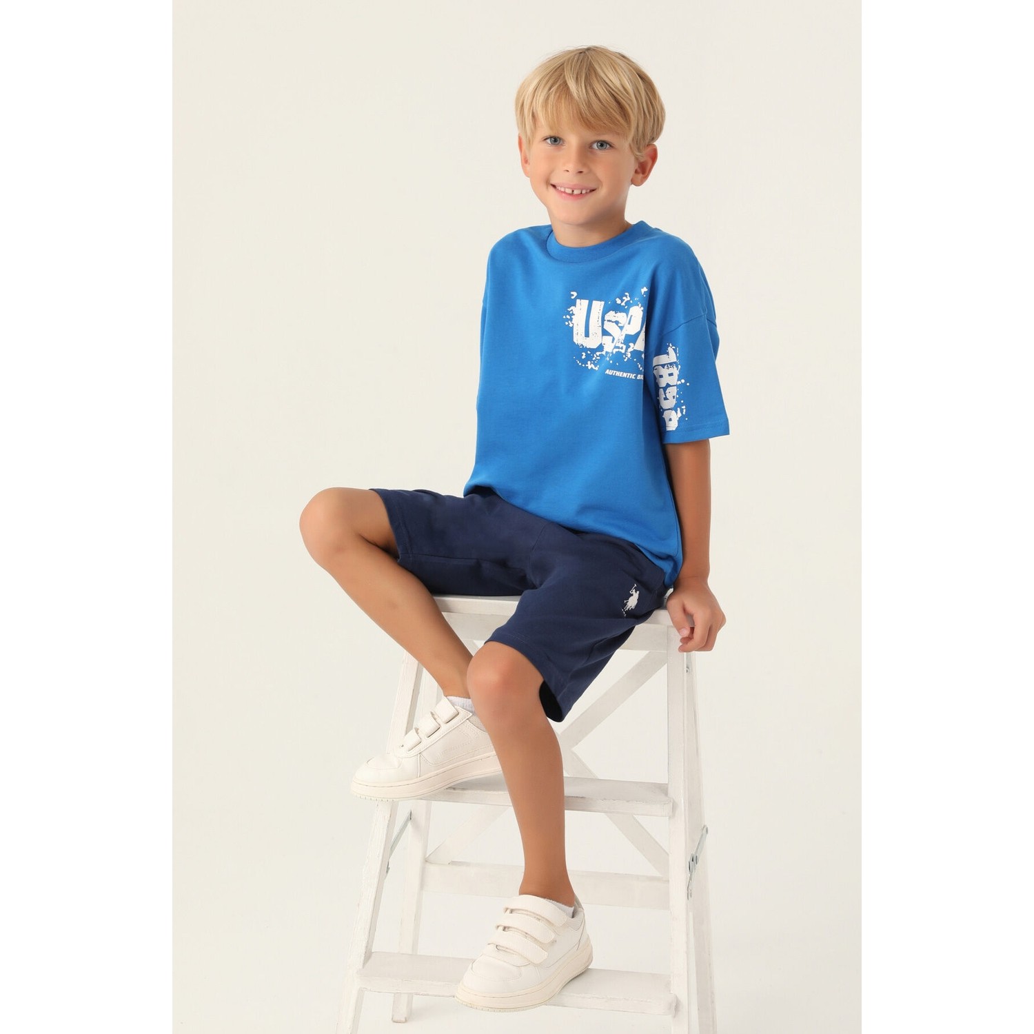 U.S. Polo Assn. Lisanslı Authentic Cobalt Erkek Çocuk Bermuda Takım