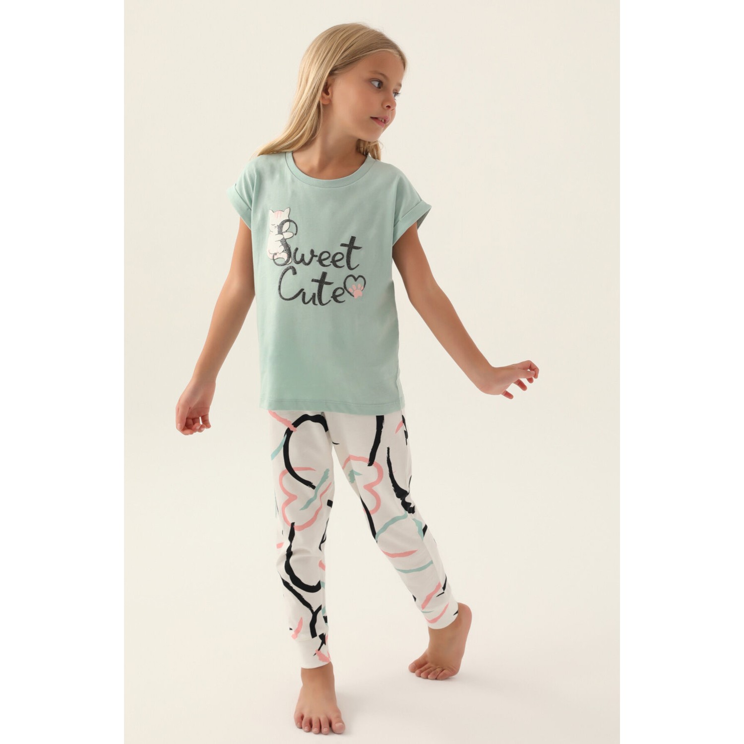 Rolypoly Kız Çocuk Mavi Pijama Takımı
