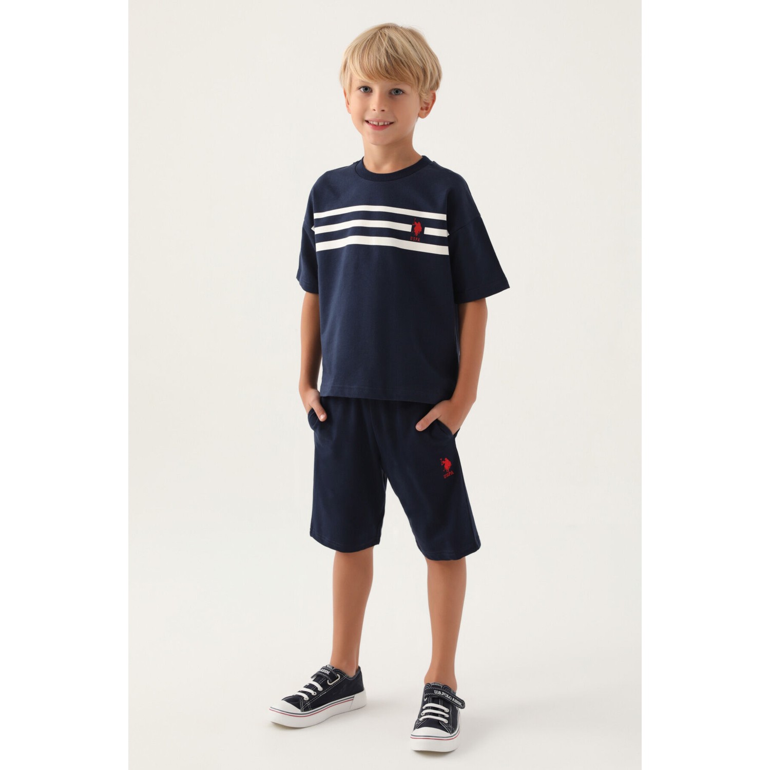 U.S. Polo Assn. Lisanslı Emblem Sarı Erkek Çocuk Bermuda Takım