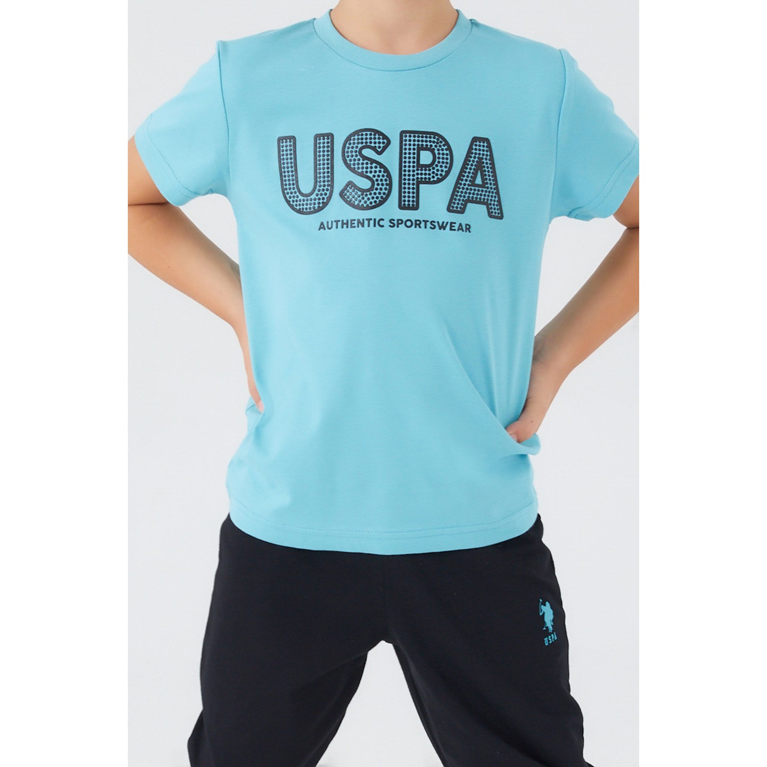 U.S. Polo Assn.  Tiny Stamp Beyaz Erkek Çocuk Kısa Kol Pijama Takım