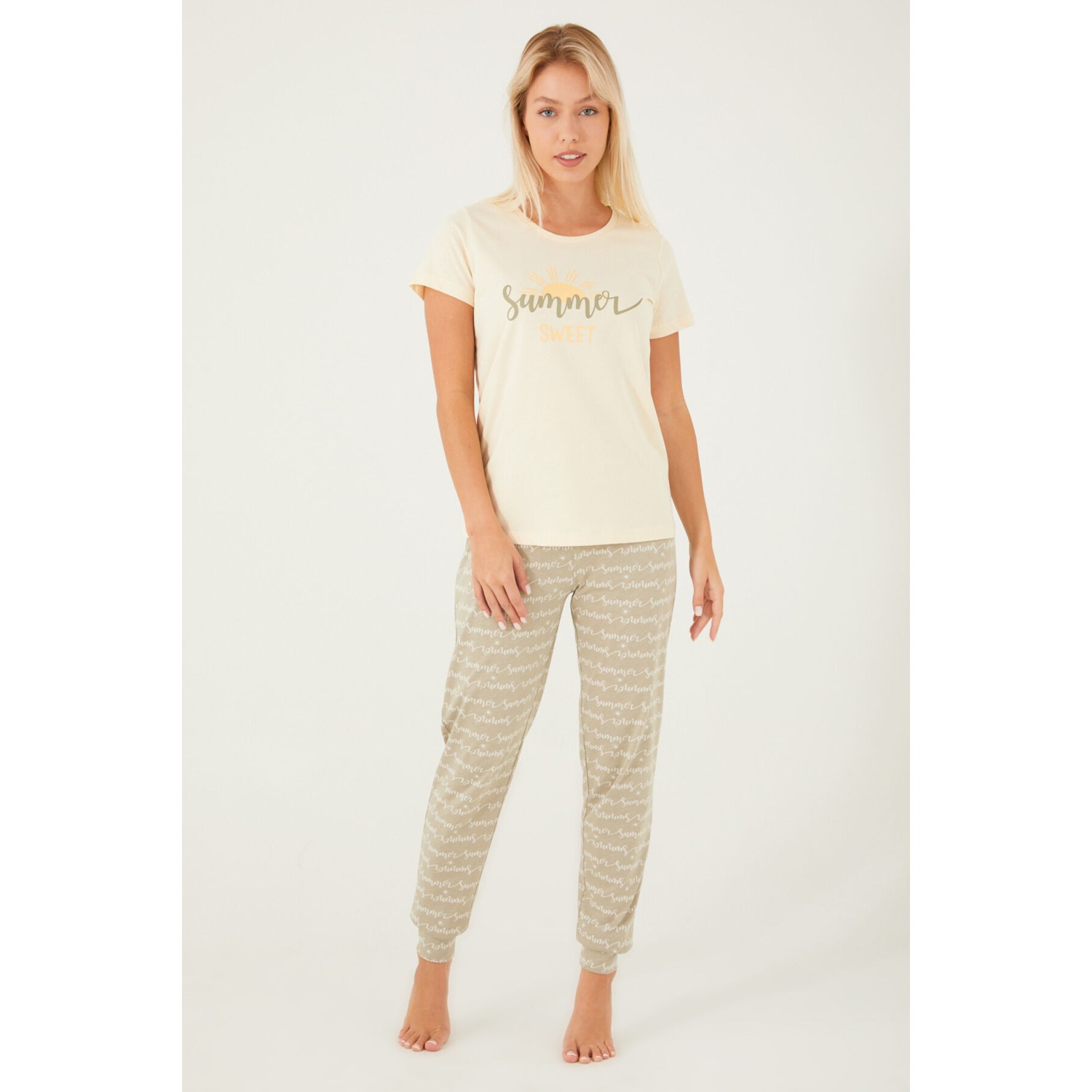 Arnetta Summer Sweet Krem Kadın Kısa Kol Pijama Takım