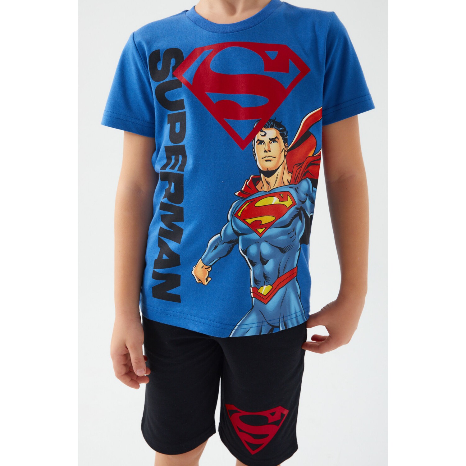 Superman Heros Mavi Erkek Çocuk Bermuda Takım