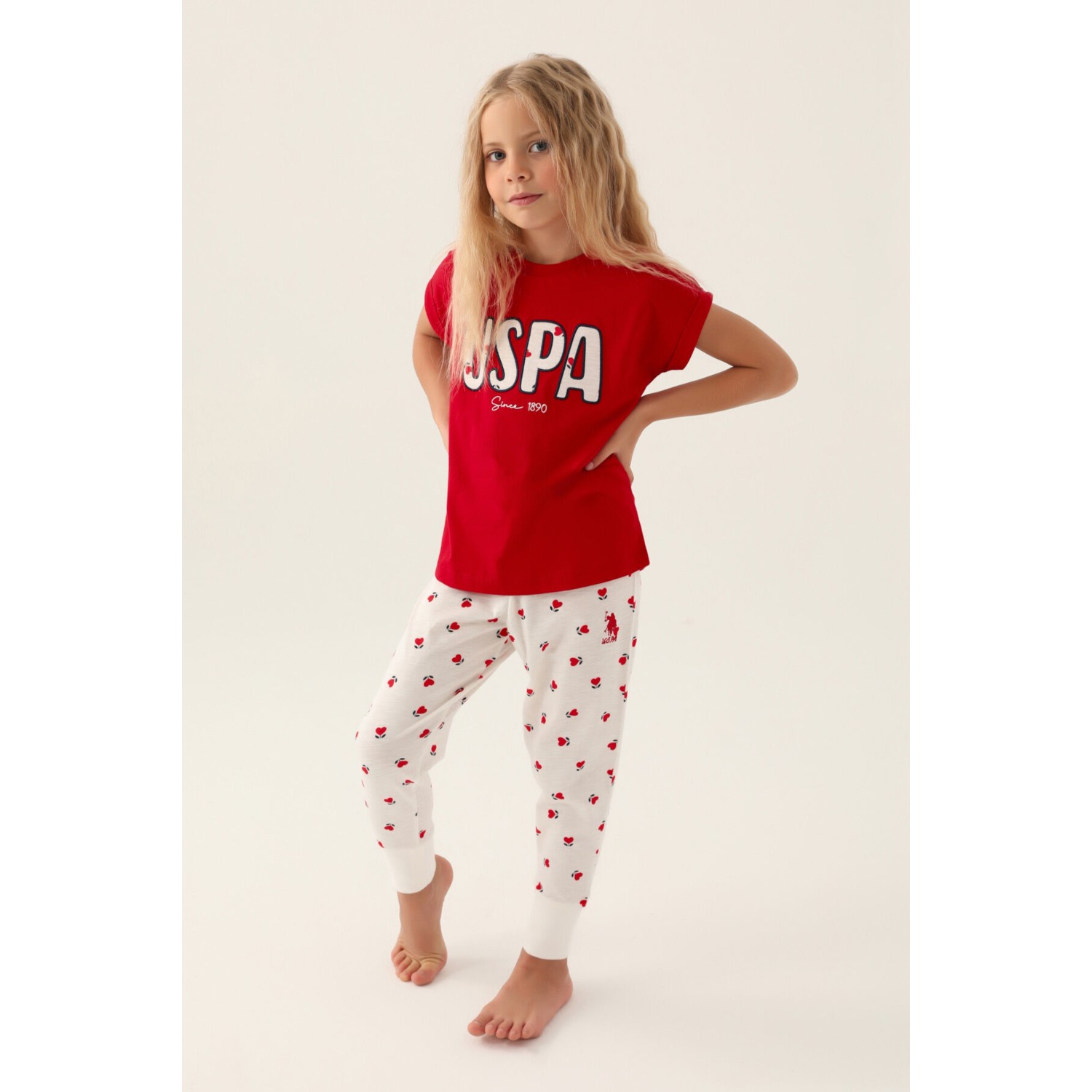U.S. Polo Assn. Lisanslı Text Printed Kırmızı Kız Çocuk P...