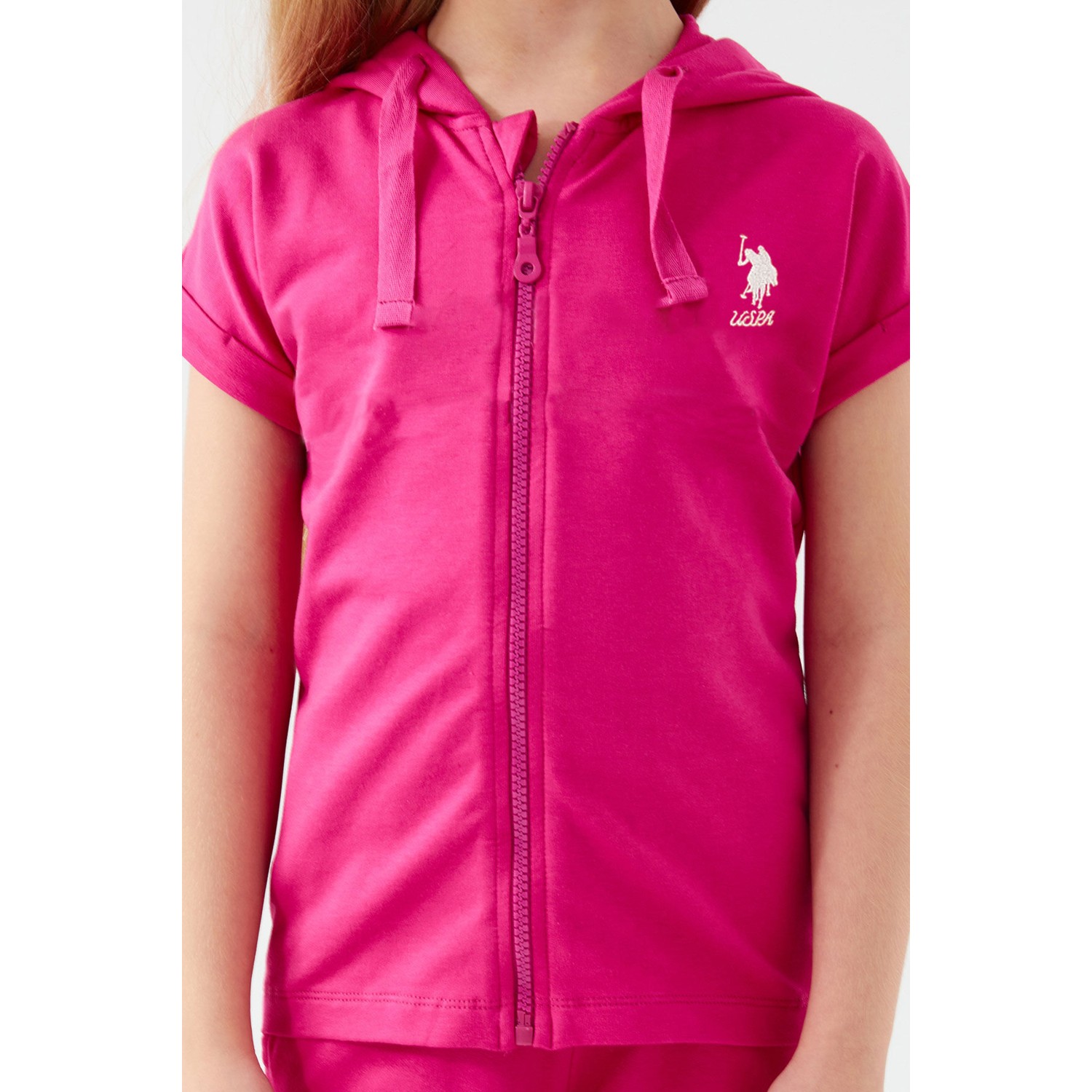 U.S. Polo Assn.  Zipper Thread Fuşya Kız Çocuk Kısa Kol Pijama Takım