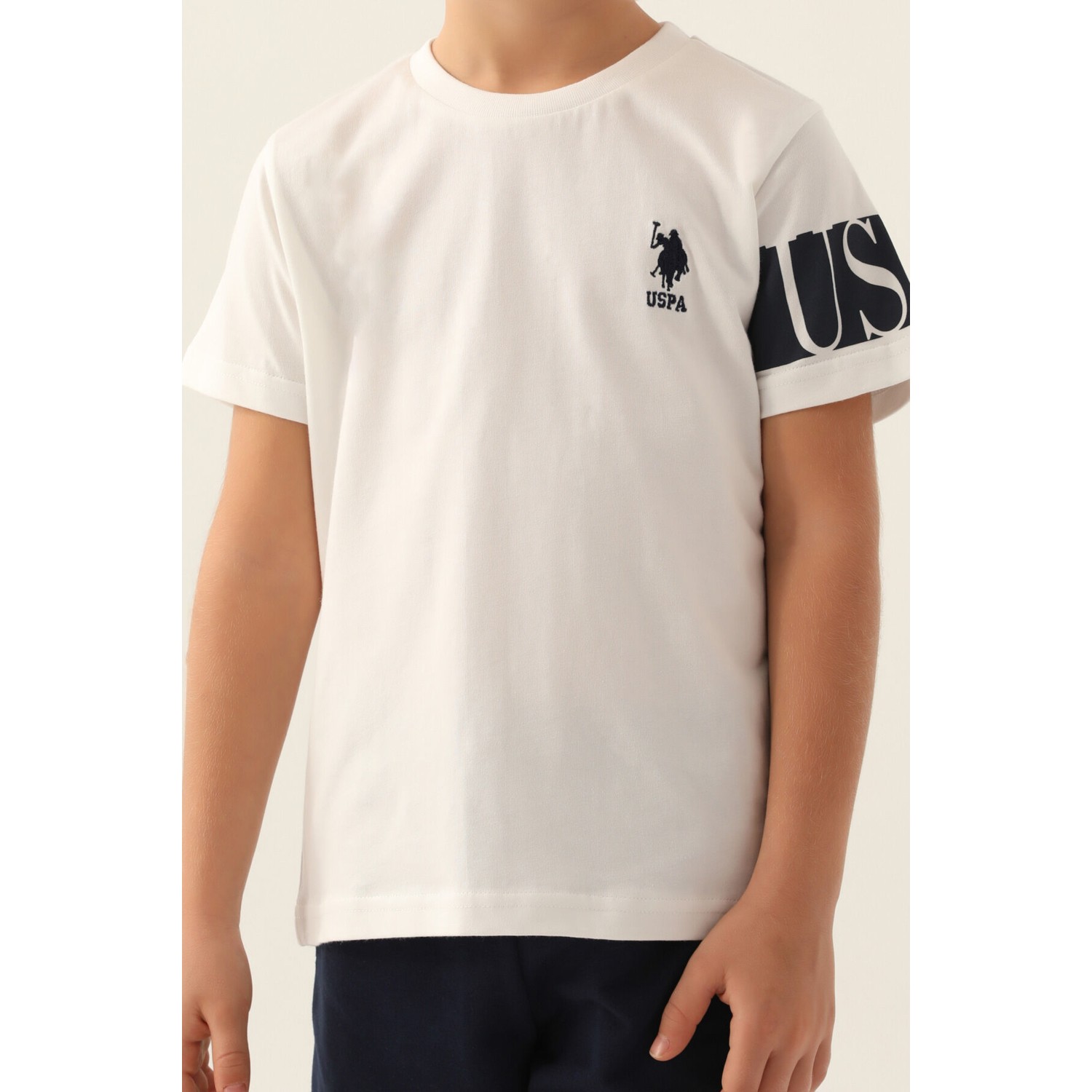 U.S. Polo Assn. Lisanslı Edged Krem Erkek Çocuk Bermuda Takım