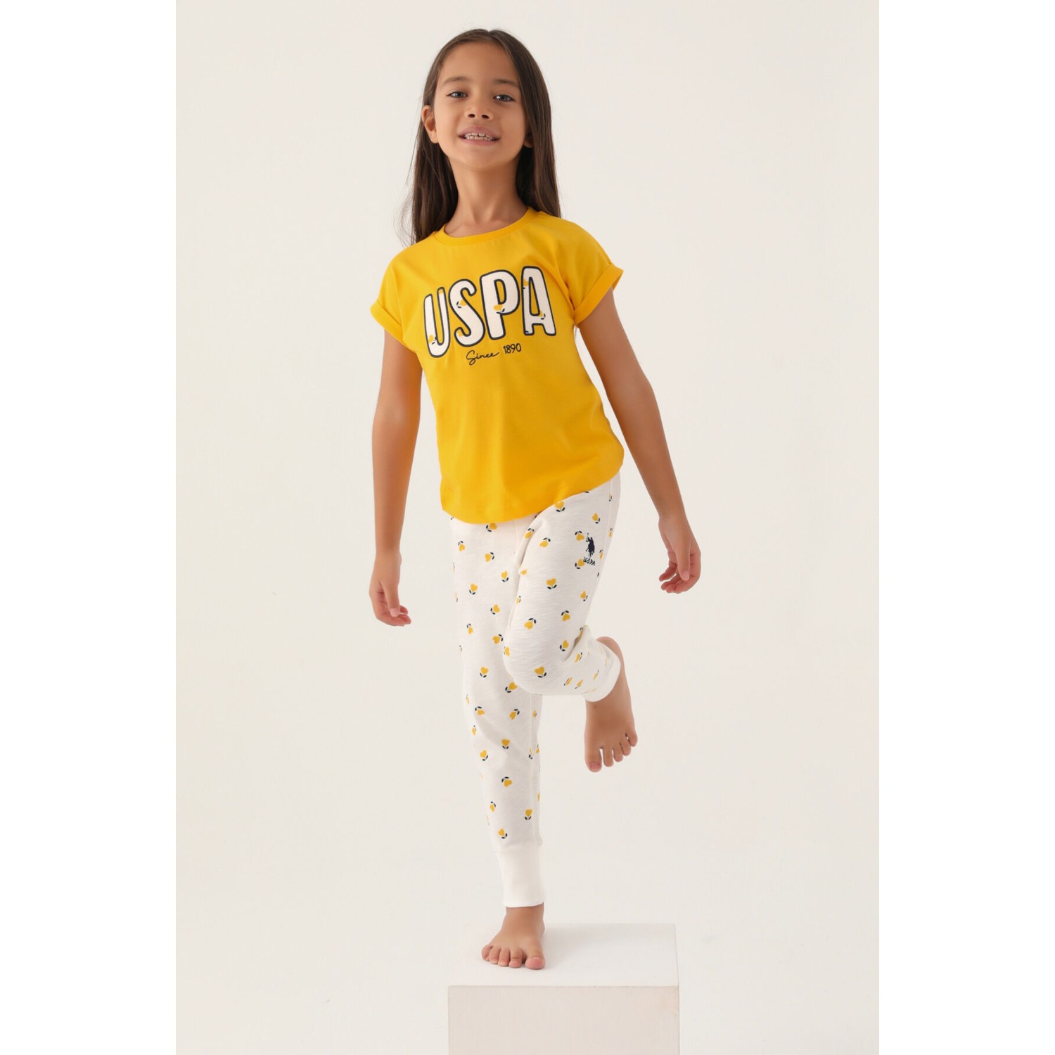 U.S. Polo Assn.  Lisanslı Text Printed Kırmızı Kız Çocuk Pijama Takımı