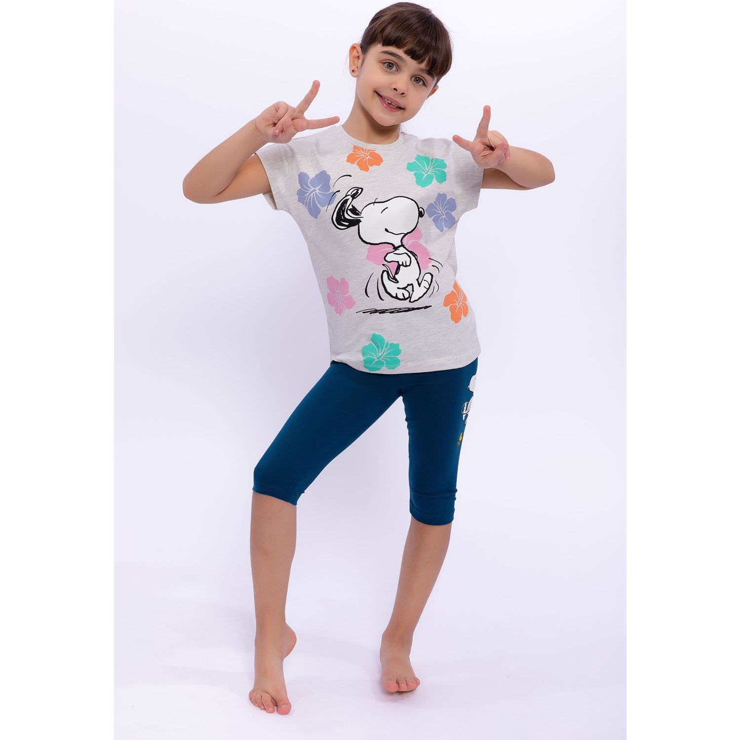 Snoopy  Bejmelanj Kız Çocuk Tayt Takım