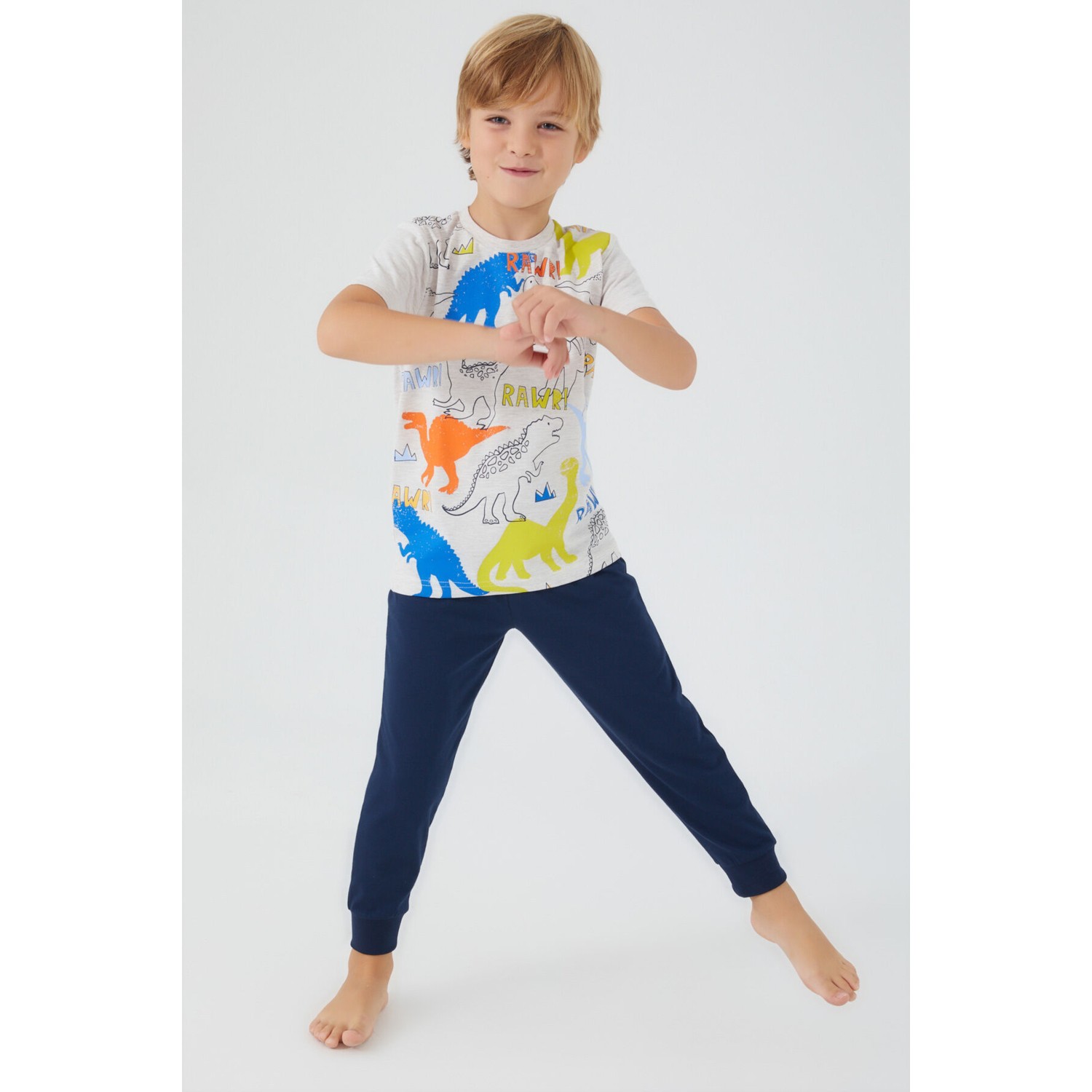 Rolypoly Erkek Çocuk Beyaz Kısa Kol Pijama Takım