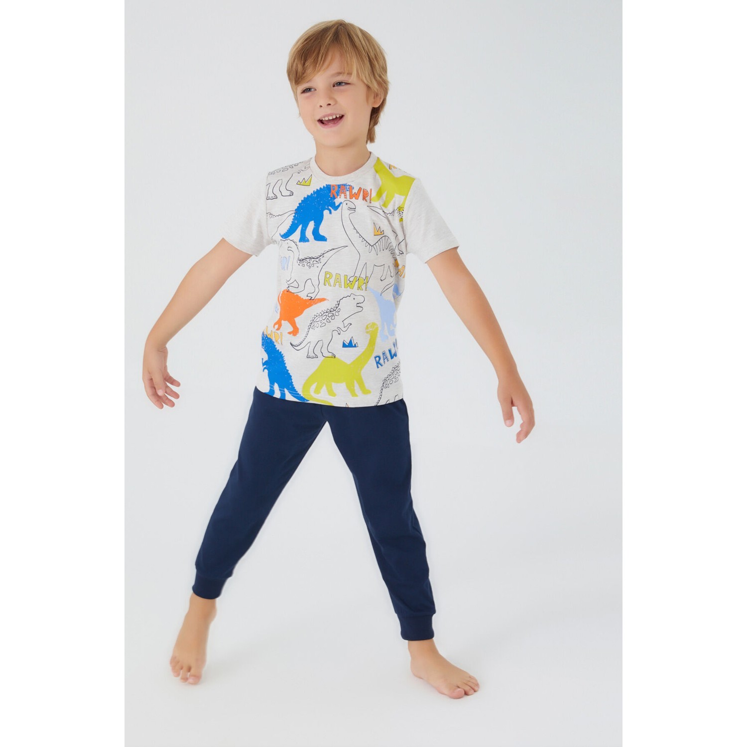 Rolypoly Erkek Çocuk Beyaz Kısa Kol Pijama Takım