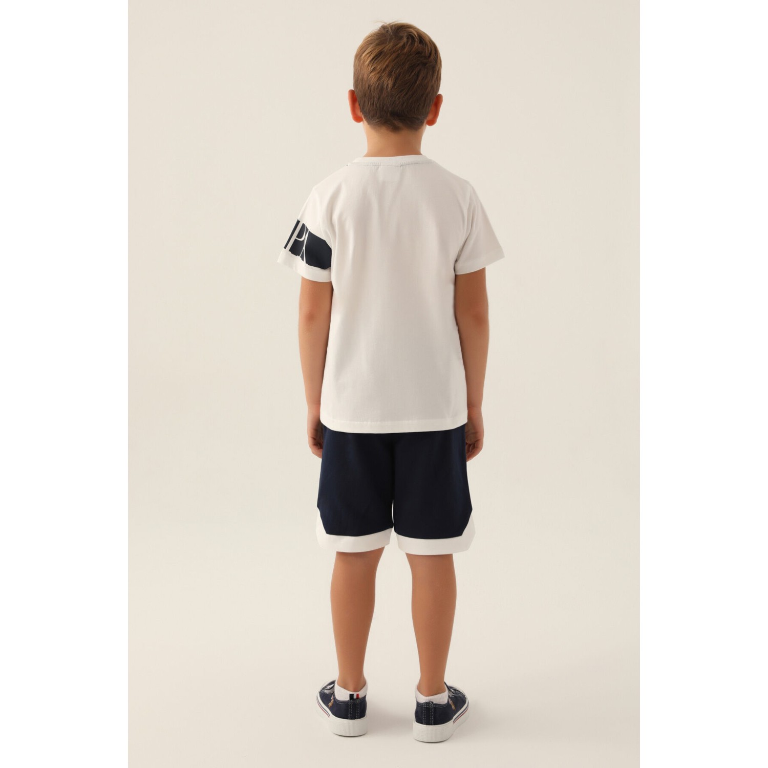 U.S. Polo Assn. Lisanslı Edged Krem Erkek Çocuk Bermuda Takım