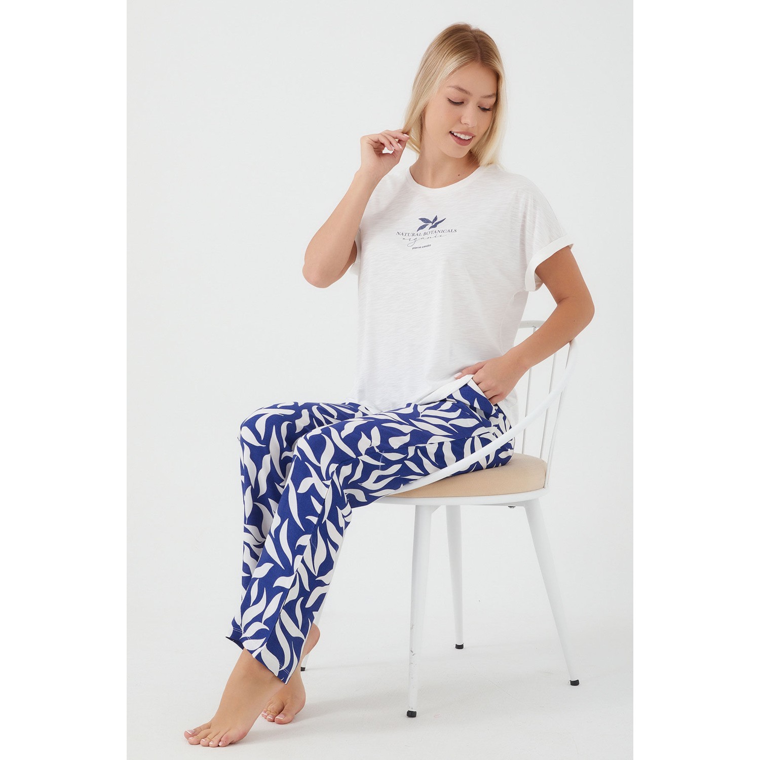 Pierre Cardin Natural Botanicals Beyaz Kadın Kısa Kol Pijama Takım
