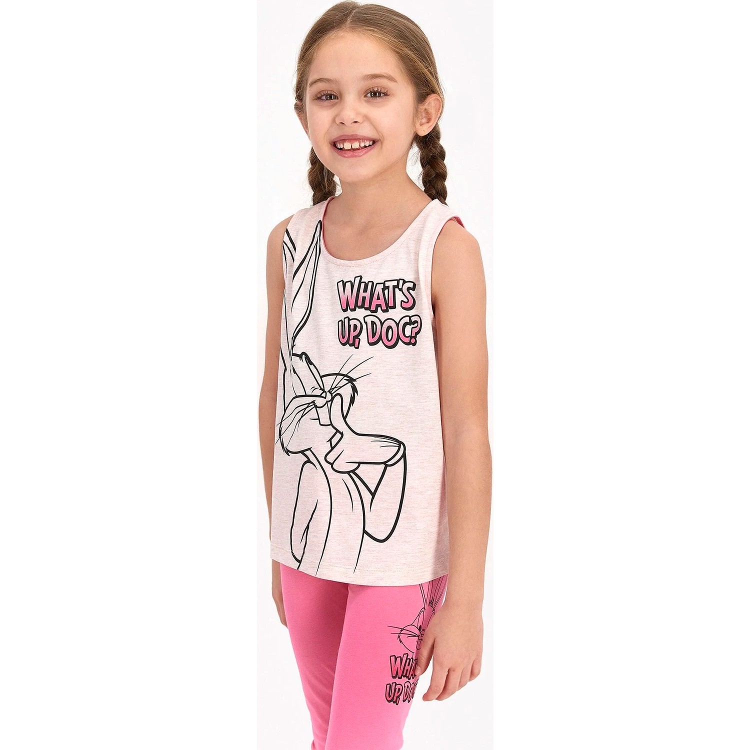 Looney Tunes Çocuk Pembe Lisanslı What's Up Doc Tayt Kapri Takım
