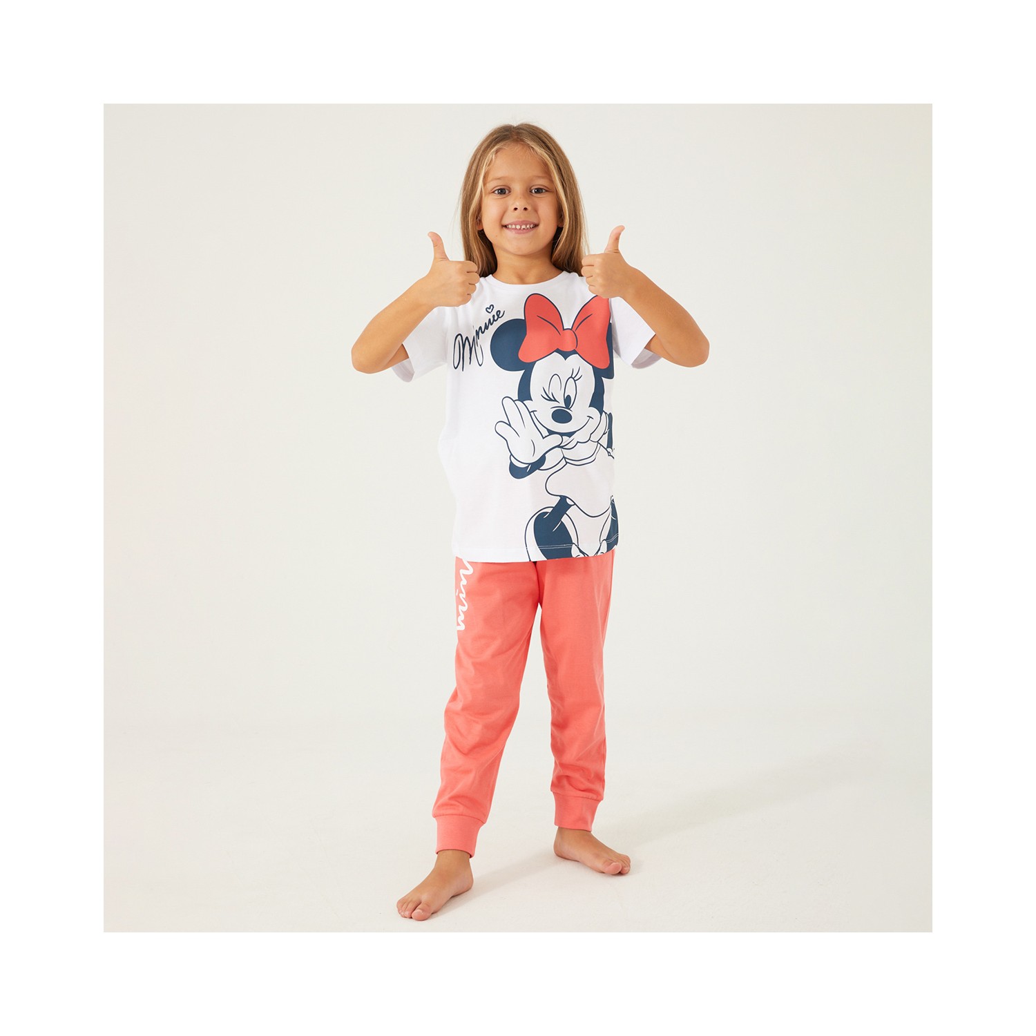 Minnie Mouse D4781-3 Kız Çocuk Pijama Beyaz