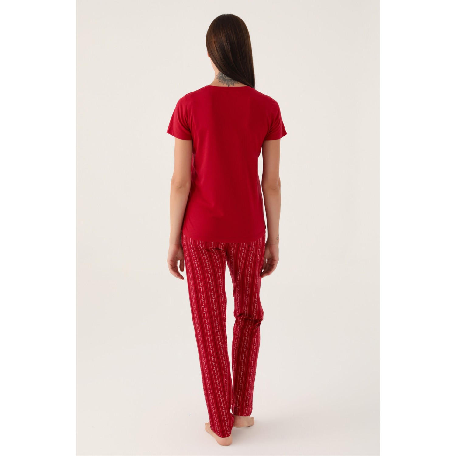 Arnetta Basics Bordo Kadın Kısa Kol Pijama Takımı