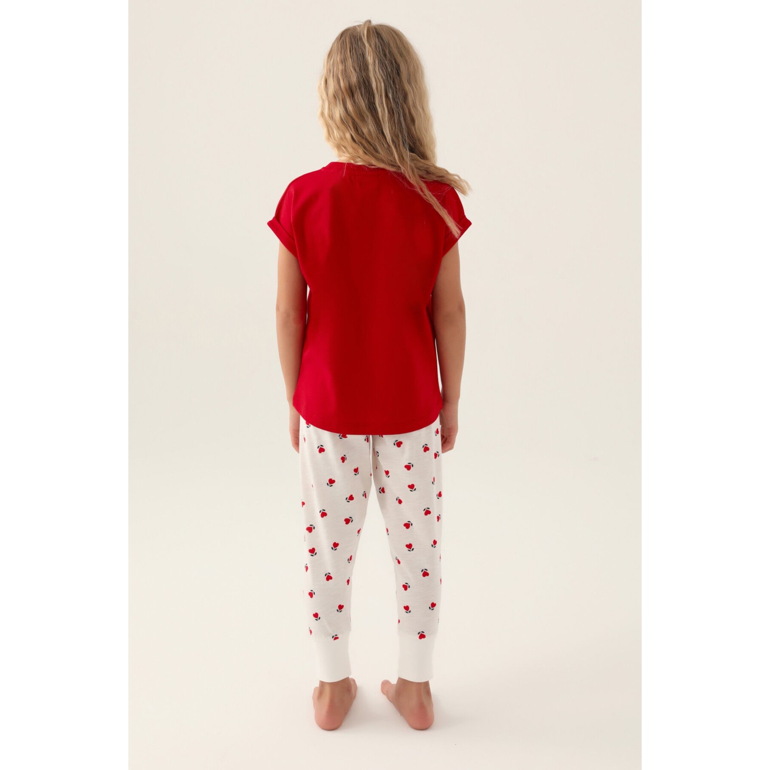 U.S. Polo Assn.  Lisanslı Text Printed Kırmızı Kız Çocuk Pijama Takımı